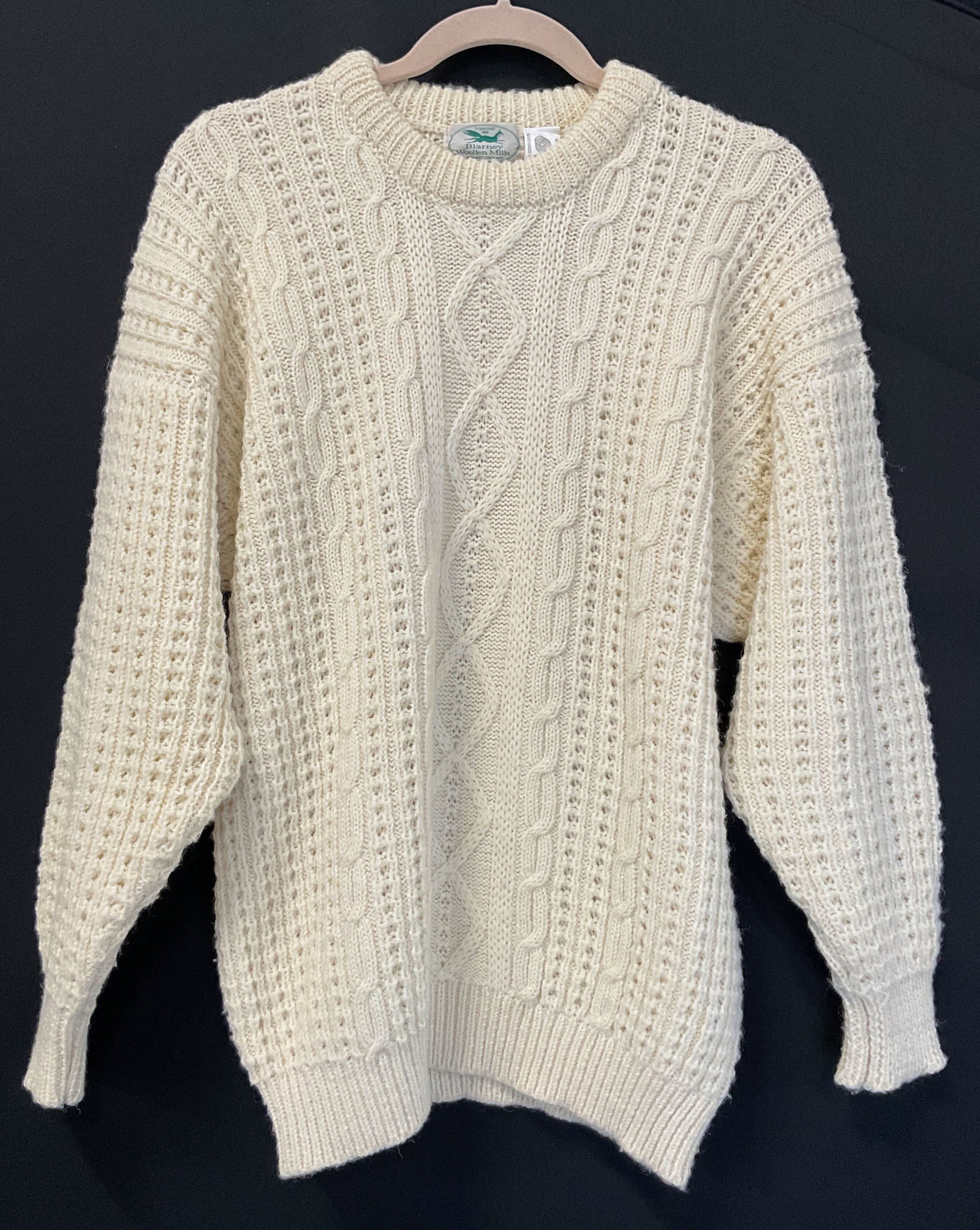 Blarney Woollen Mills White Wool Sweater Ireland (1 of 8)