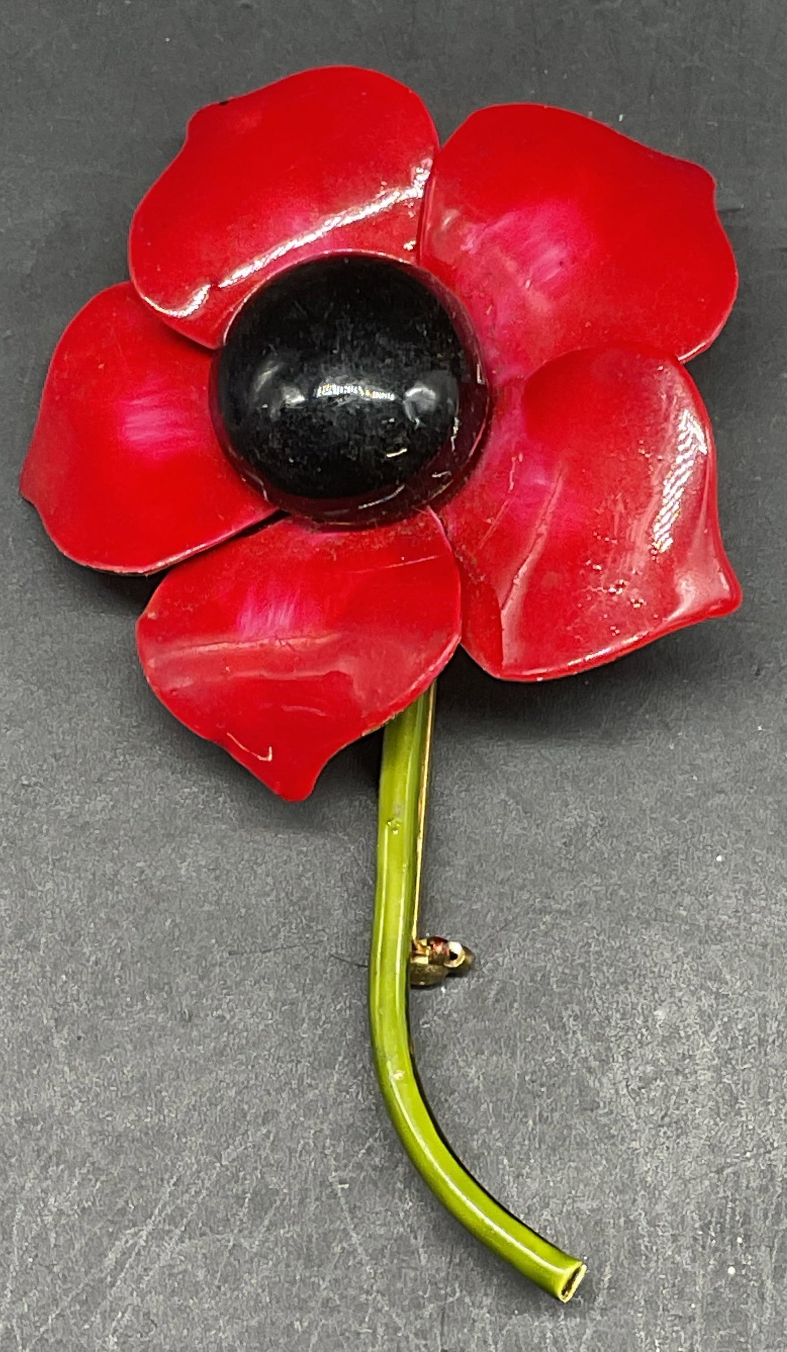Original by Robert Enamel Flower Brooch: Vintage Original by Robert red enameled flower brooch. Measures approx. 3.25 x 2 inches. Some scratching. Jewelry, estate jewelry, costume jewelry, cocktail jewelry, fashion jewelry, accessories, fash