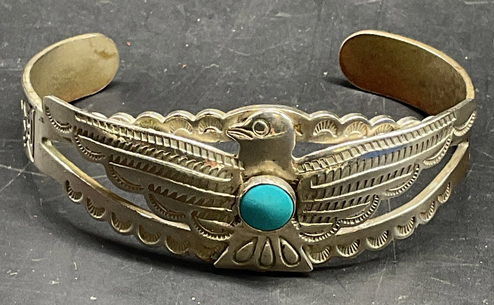 Silver Tone Faux Turquoise Eagle Bracelet (1 of 6)