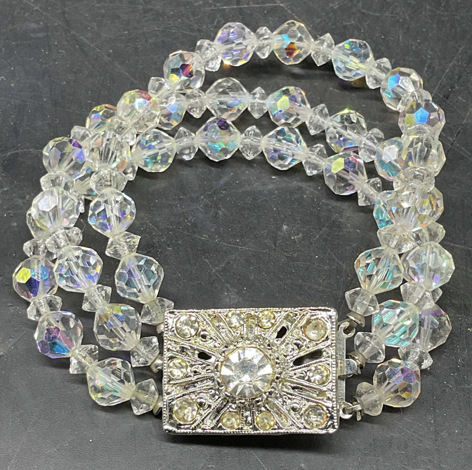 Vintage Silver Tone Crystal Beaded Bracelet (1 of 6)