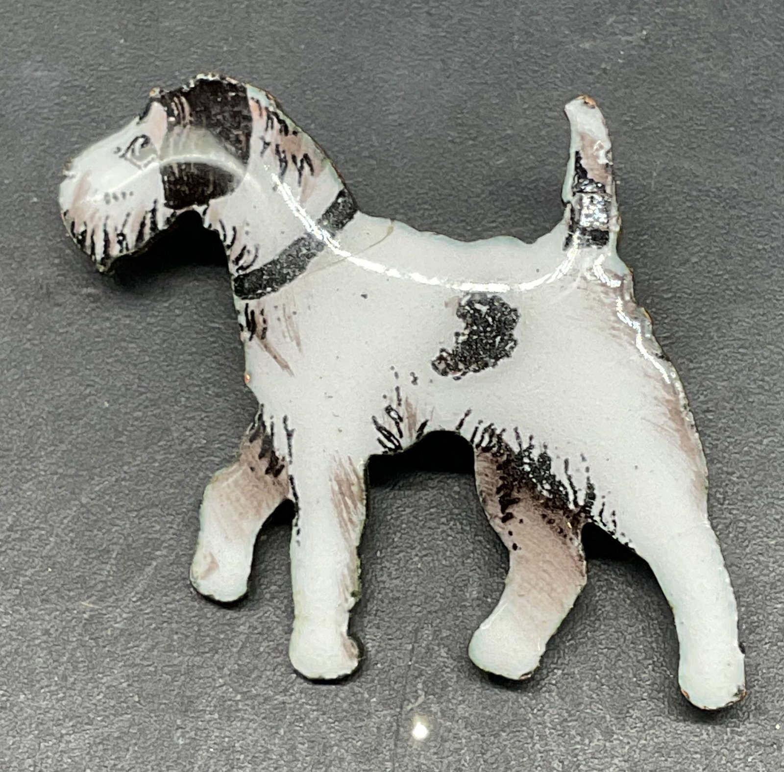 Vintage Black & White Enameled Dog Brooch (1 of 6)
