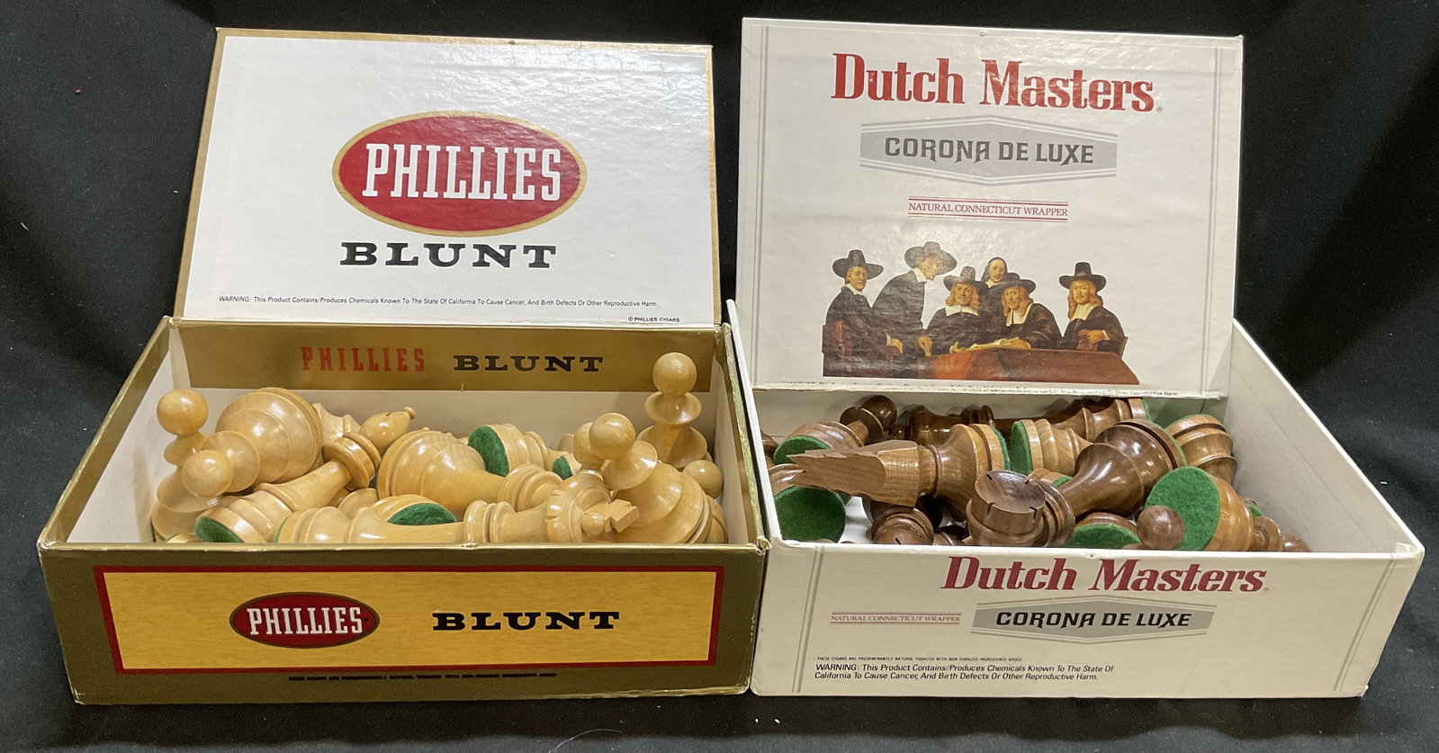 Lt31 Wooden Chess Pieces in Vintage Cigar Boxes (1 of 10)
