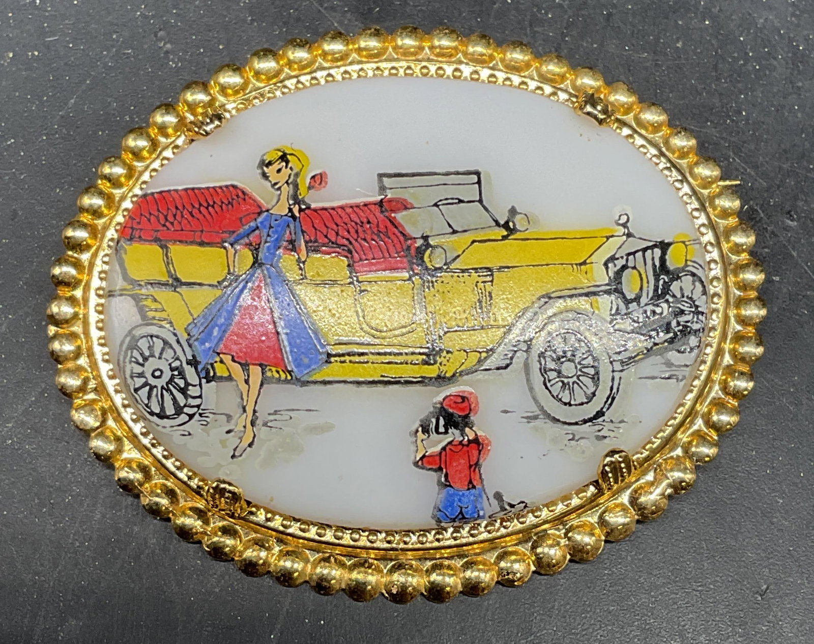 Gold Tone Automobile & Figural Brooch (1 of 6)