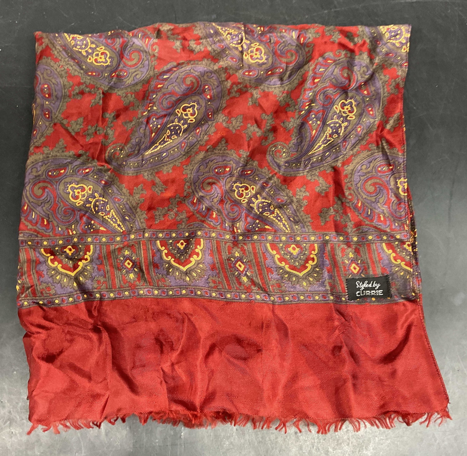Vintage Styled by Currie Red Paisley Silk Scarf (1 of 6)