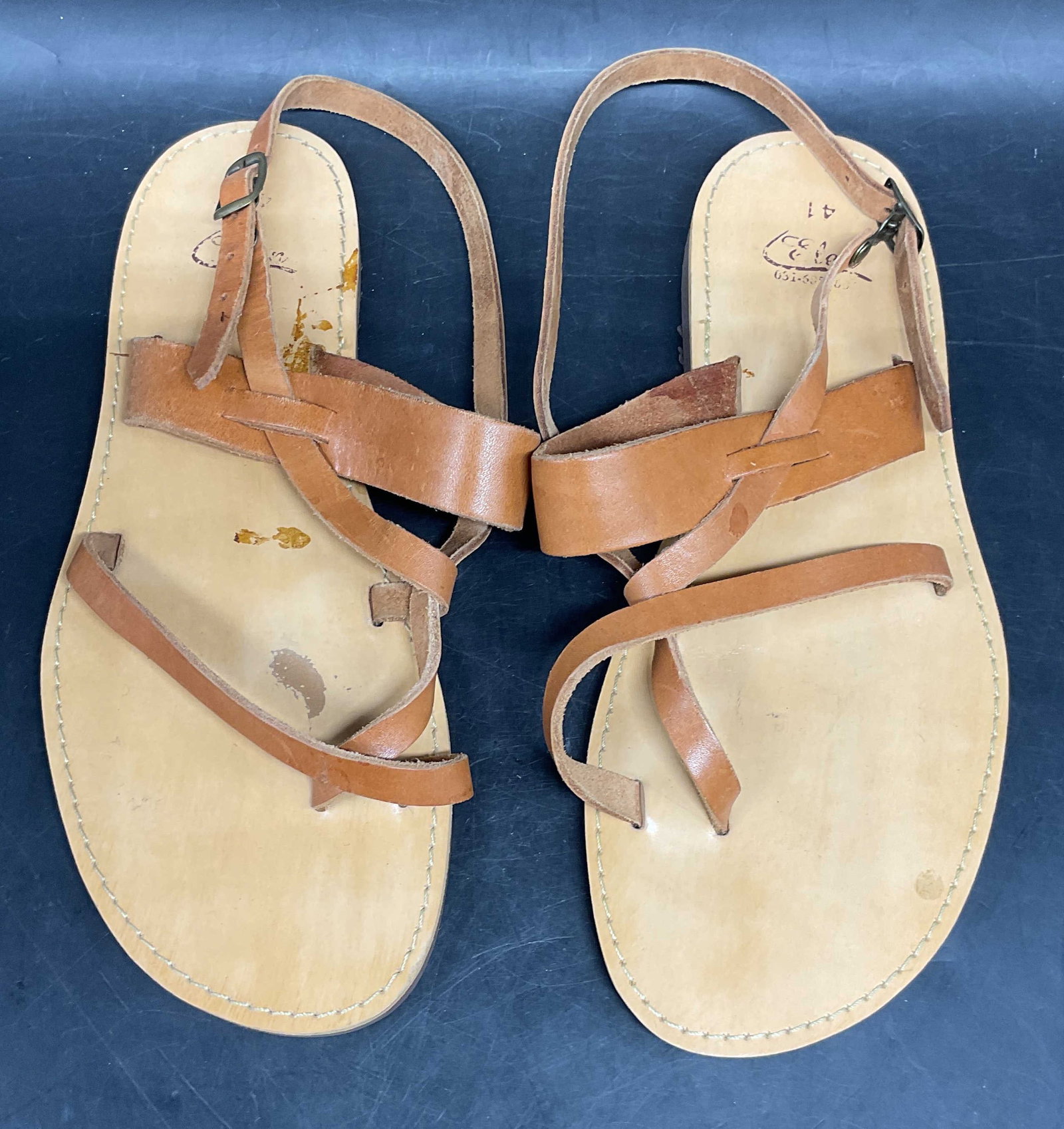 Elen Tan Leather Ankle Strap Sandals (1 of 6)