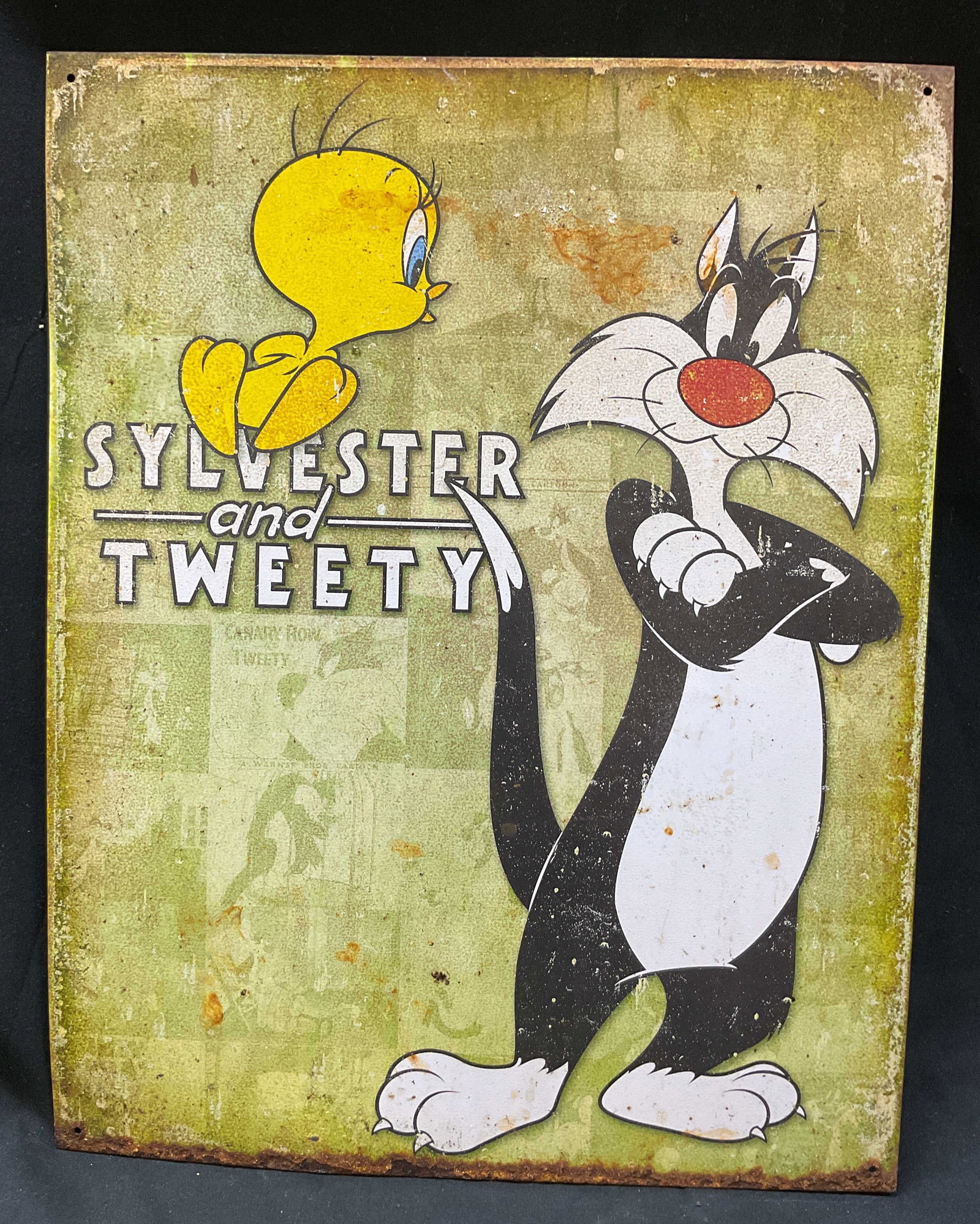 Vintage Sylvester & Tweety Tin Wall Sign (1 of 6)