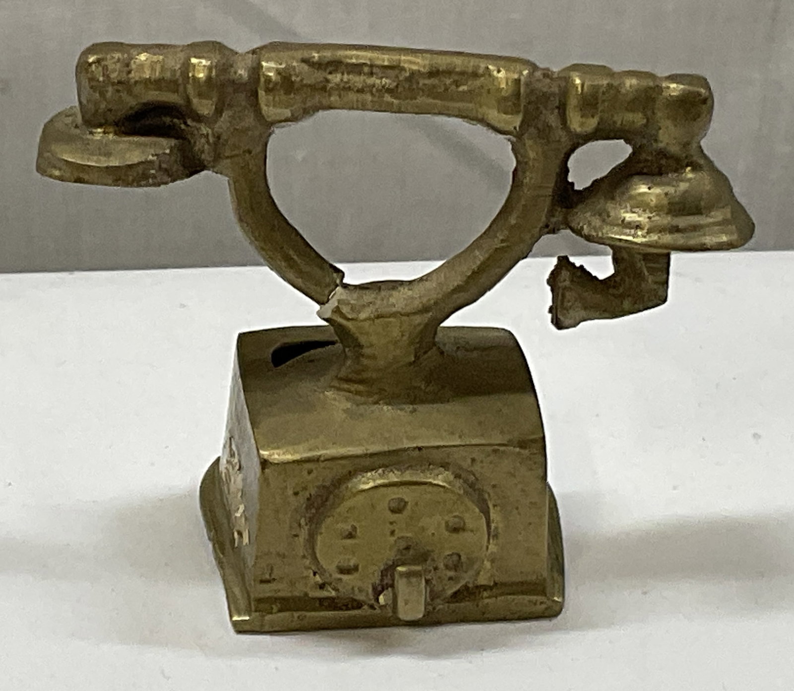 Vintage Miniature Solid Brass Rotary Telephone Fig (1 of 9)