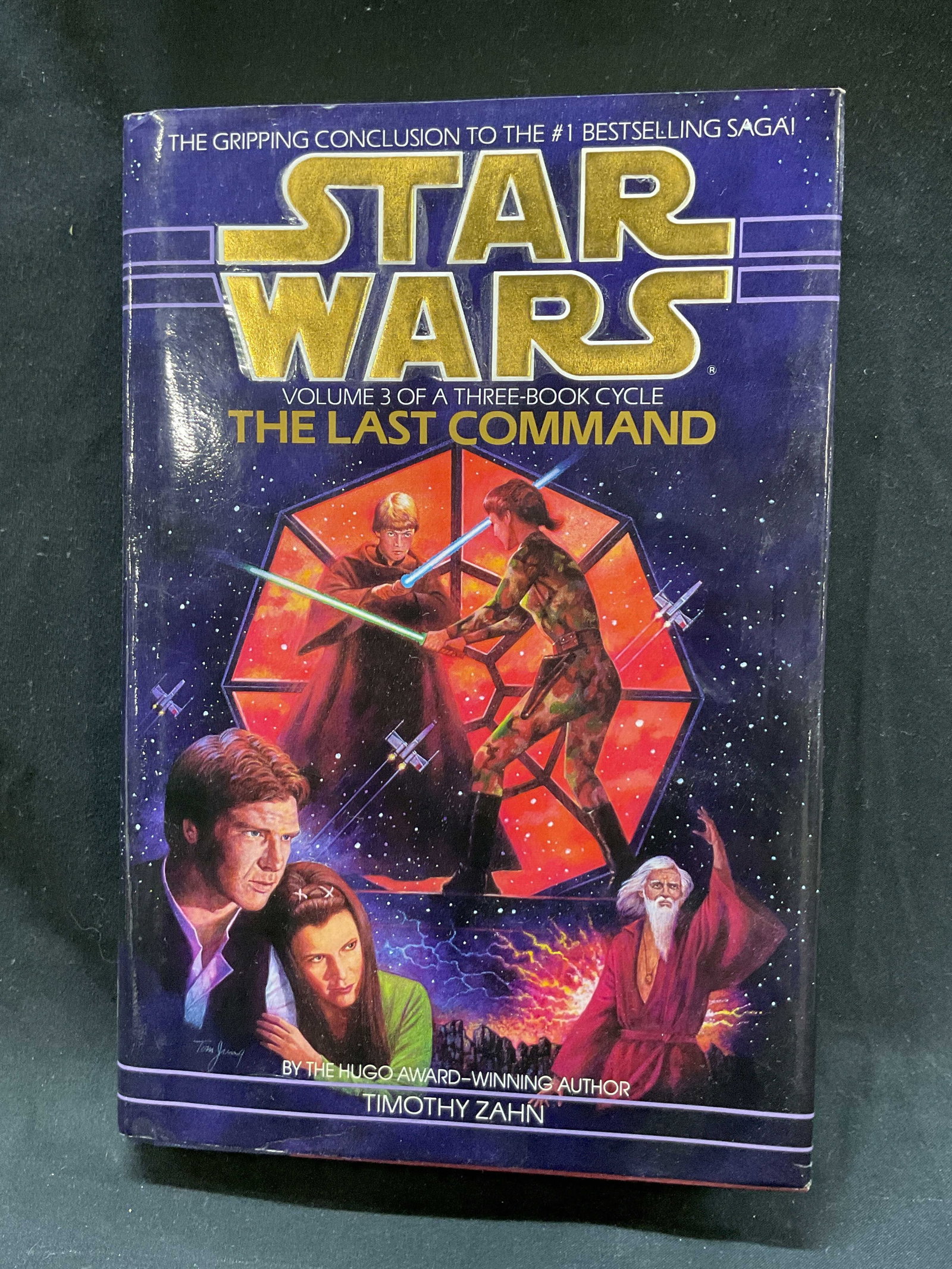 1993 1stEd Star Wars Last Command Bk Zahn+: Star Wars The Last Command volume 3 by Timothy Zahn. First edition book. Published by Bantam Books, 1993. Hard cover book with illustrated cover. Measures approx 6.5 x 9.5 inches. Surface wear
