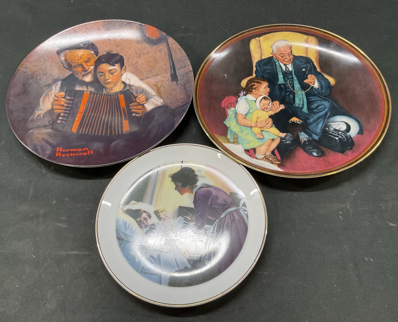 Lot 3 Assorted Norman Rockwell Plates Japan (1 of 10)