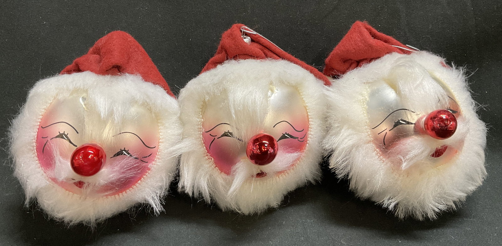 St3 Vintage Santa Claus Head Glass Ball Ornaments (1 of 6)