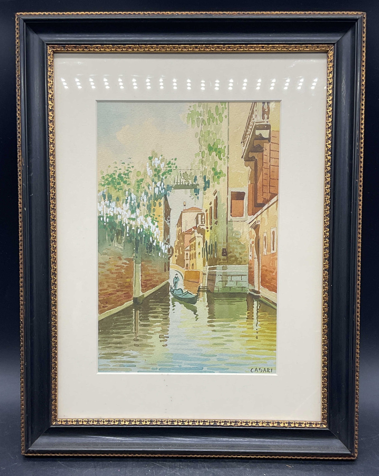 Framed Sgn Casari Venice Watercolor Painting (1 of 6)