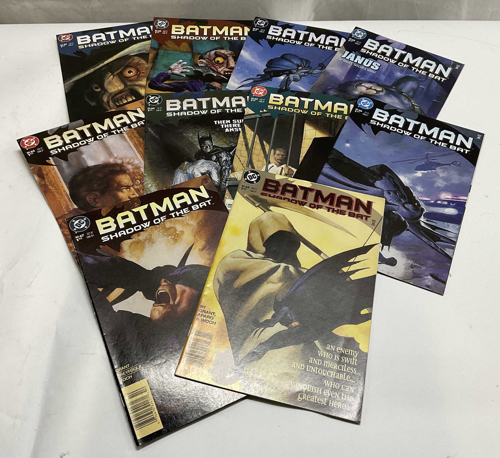 Lt10 1997 DC Comics Batman Shadow of Bat Comic Bks: 10 1997 DC Comics Batman Shadow of The Bat Comic Books. Includes Issues #59-68. Published by DC Comics Throughout 1997. Authors Alan Grant, Dave Taylor, Norm Breyfogle, and More. Illustrators Include