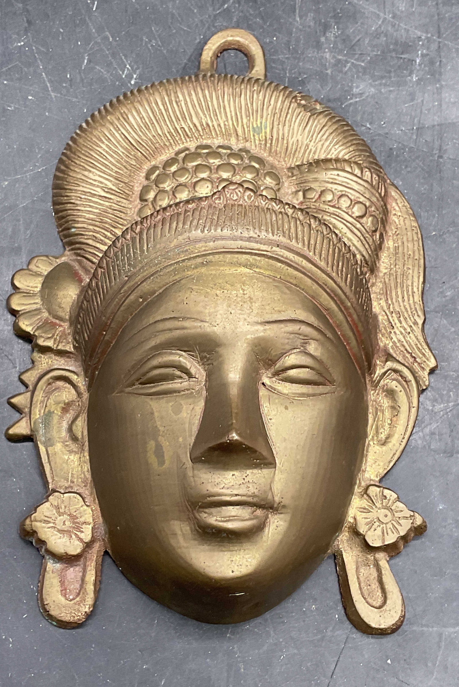 Vintage Brass Hindu Goddess Wall Plaque (1 of 6)