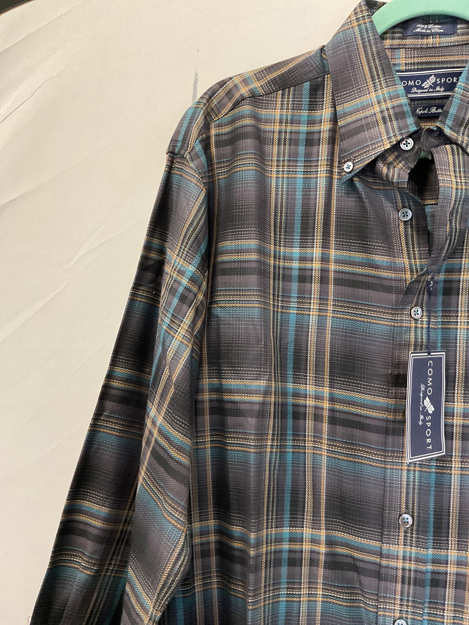 Como Sport Plaid Button Down NWT - 4