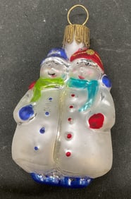 Hand Blown Glass Snowmen Ornament