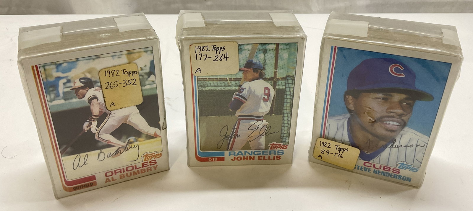200+ 1982 Topps Baseball Sports Cards: More than 200 1982 Topps Baseball Sports Cards. Includes a Card of Al Bumbry of the Baltimore Orioles, John Ellis of the Texas Rangers, and Steve Henderson of the Chicago Cubs. All with Facsimile