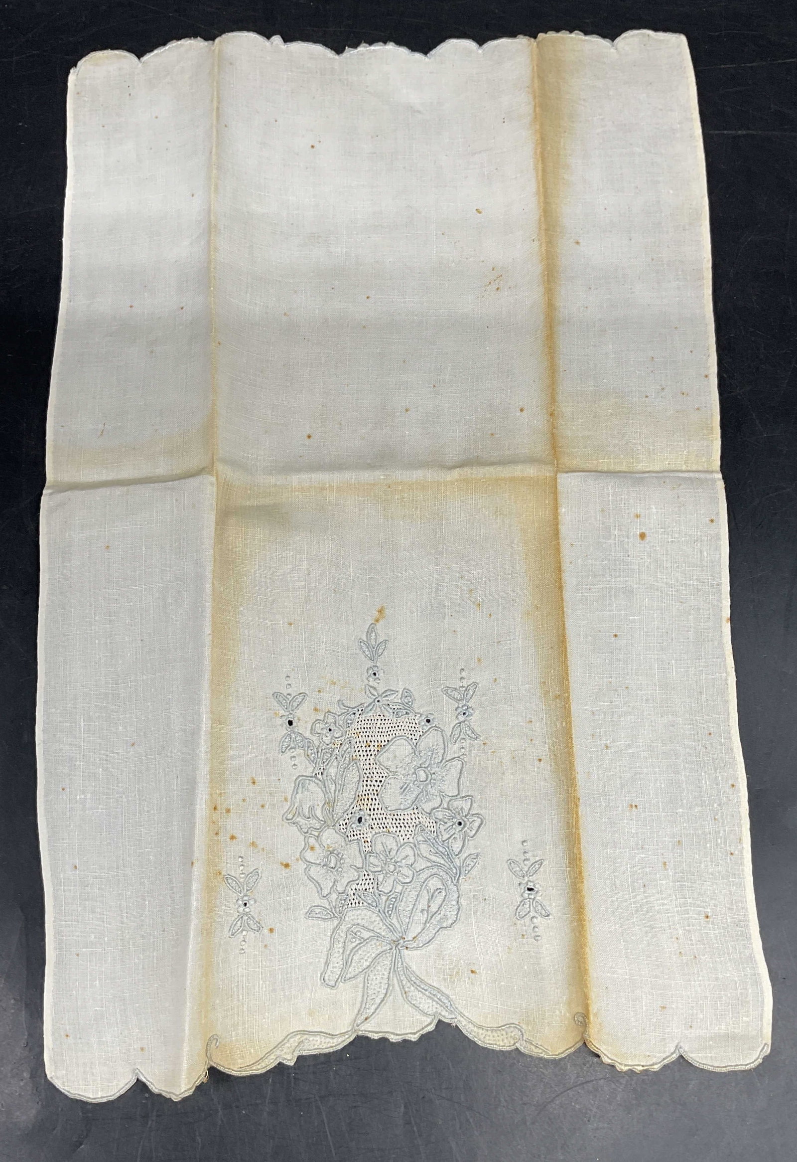 Vintage Floral Embroidered Linen Tea Towel (1 of 7)