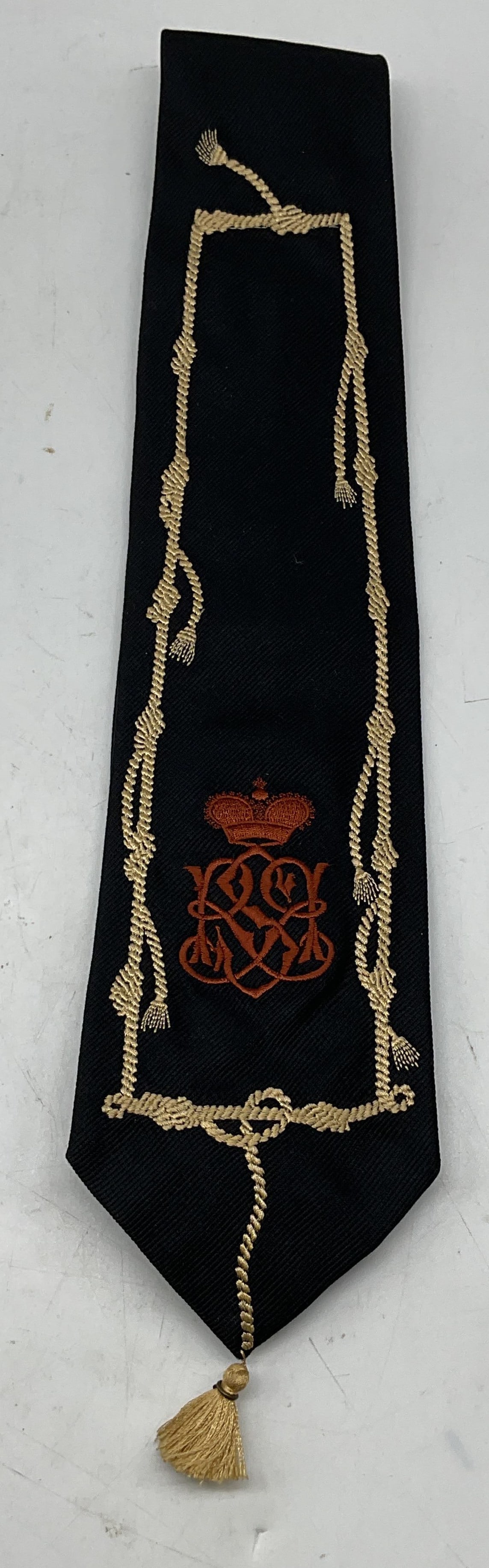 Matsuda Black Embroidered Monogram Tie (1 of 6)