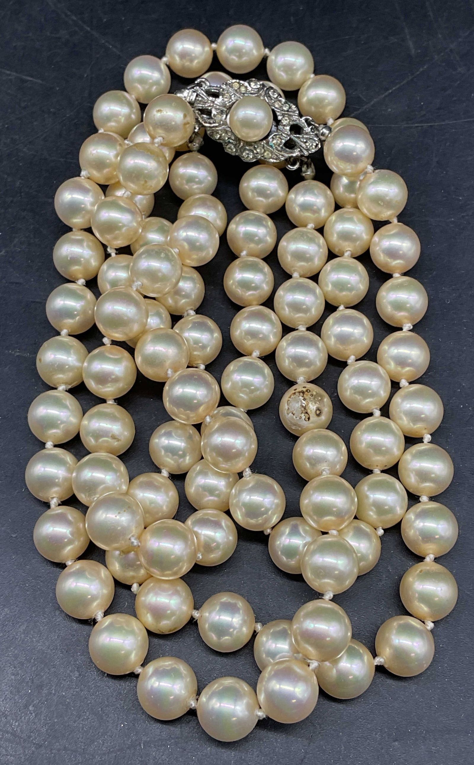 Vintage 800 Silver Clasp Faux Pearl Necklace (1 of 7)