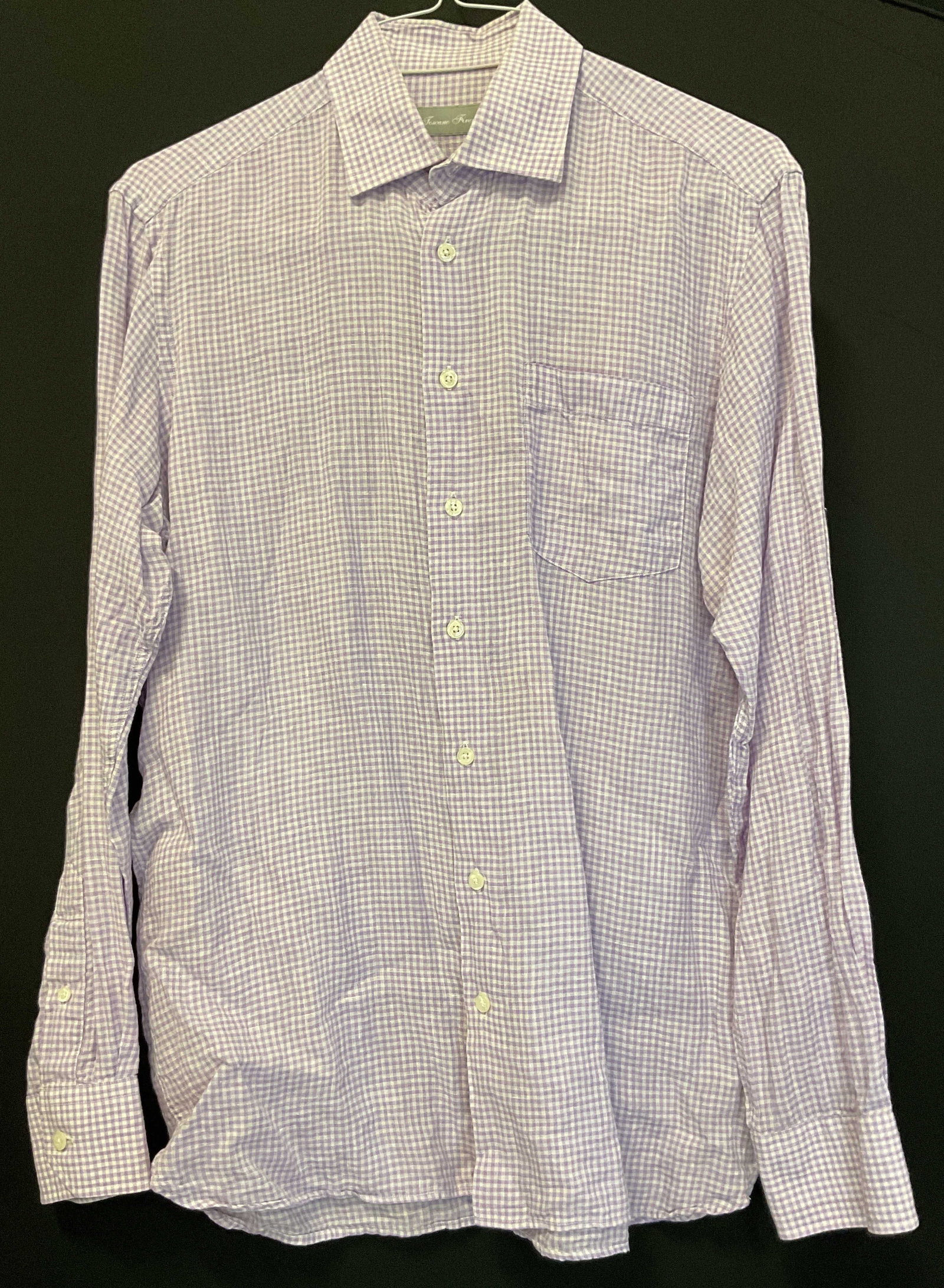 Toscano Firenze Purple & White Gingham Button Down (1 of 8)