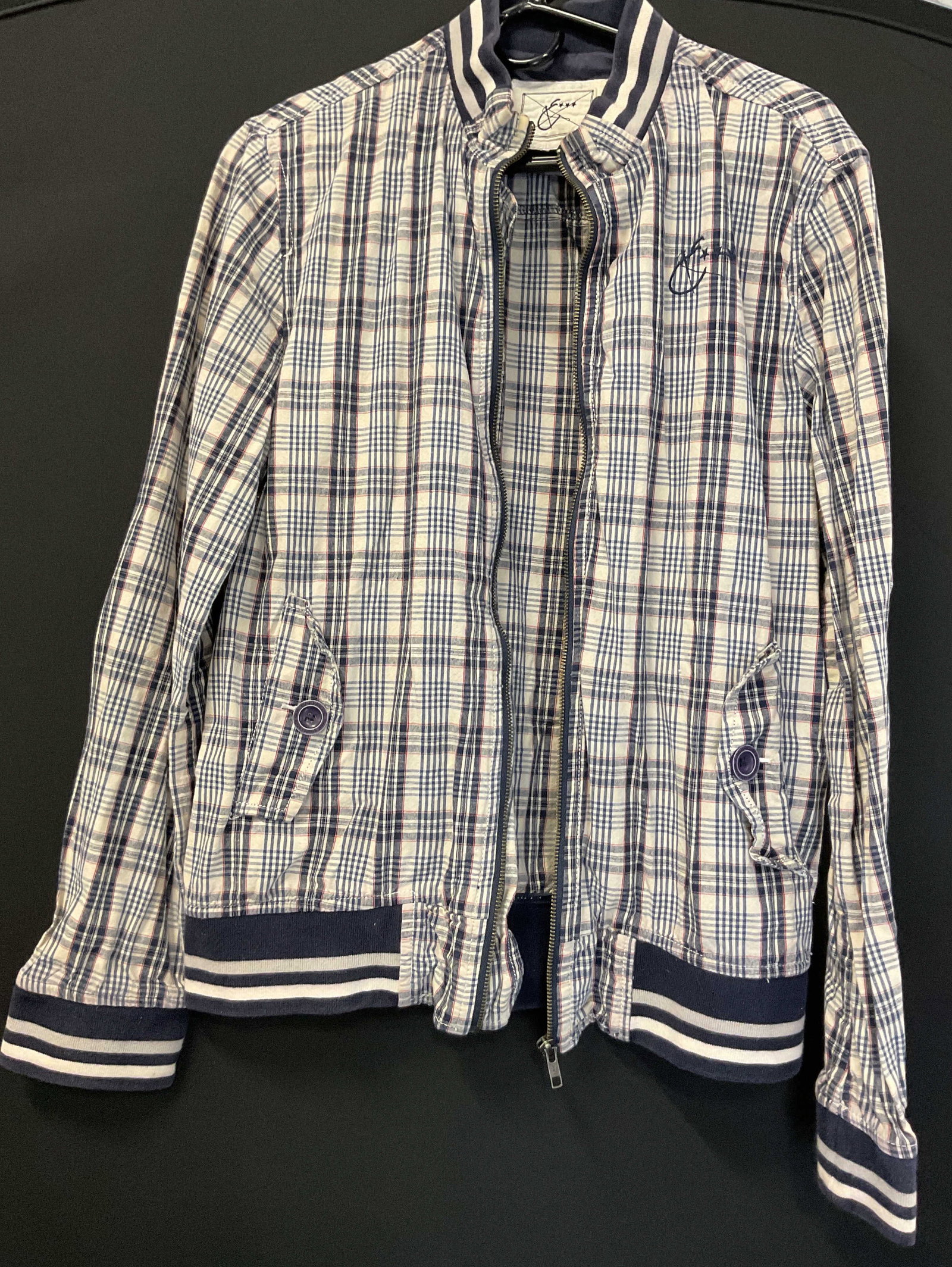 Energie Blue Plaid Zip Up Jacket (1 of 11)