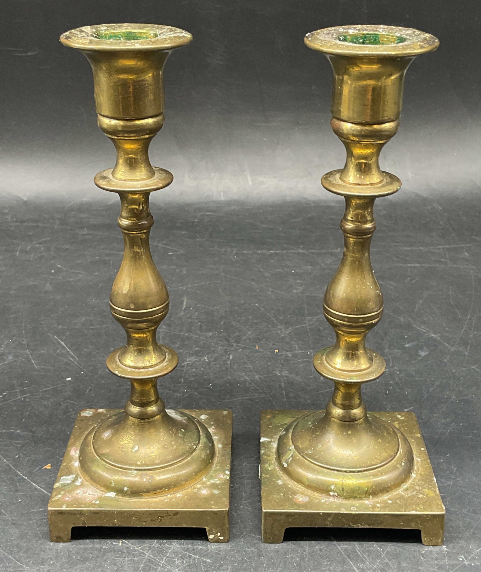 Pair Vintage CM Brass Candlesticks (1 of 6)