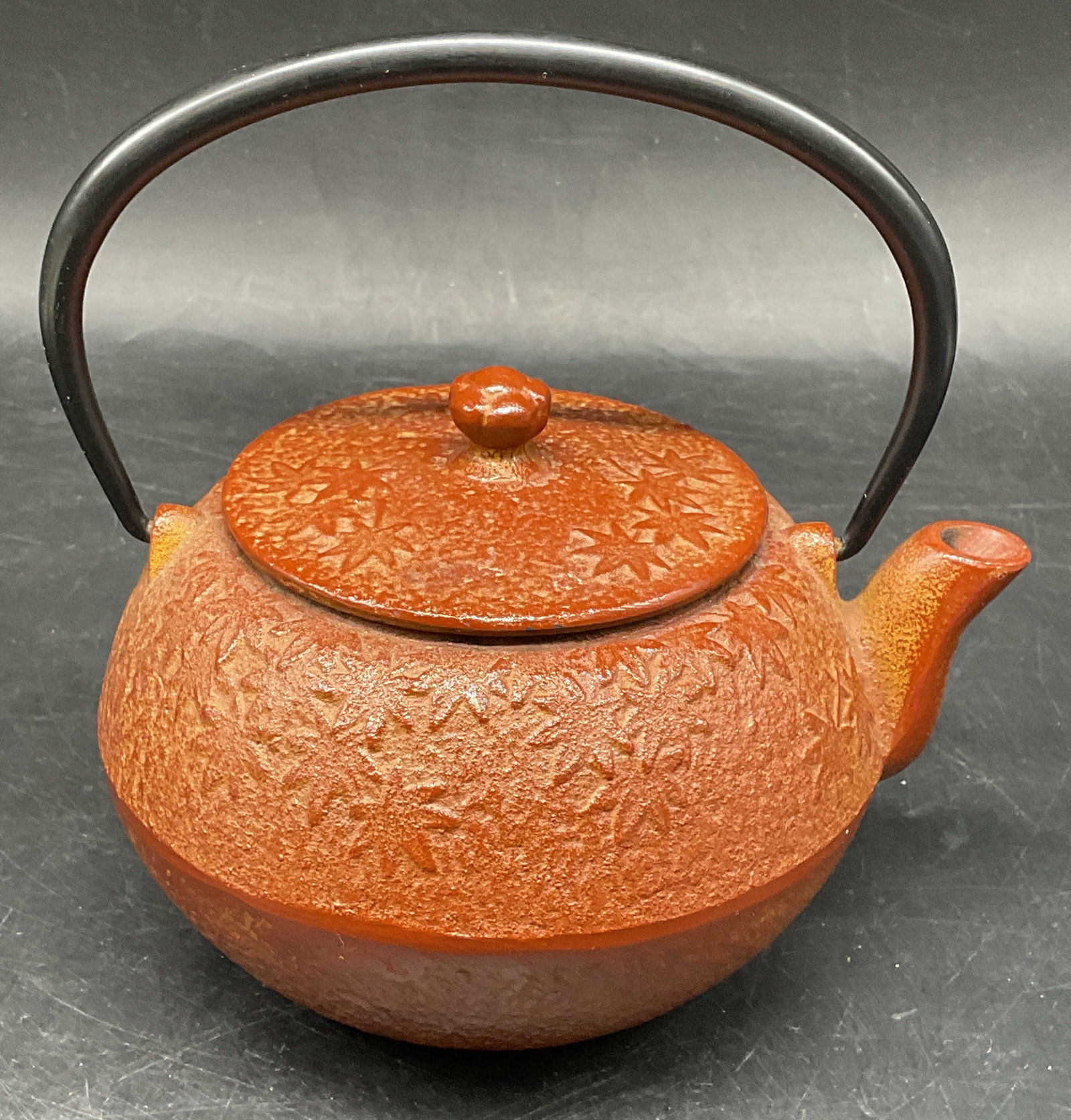 Chinese Enameled Iron Maple Leaf Teapot (1 of 7)