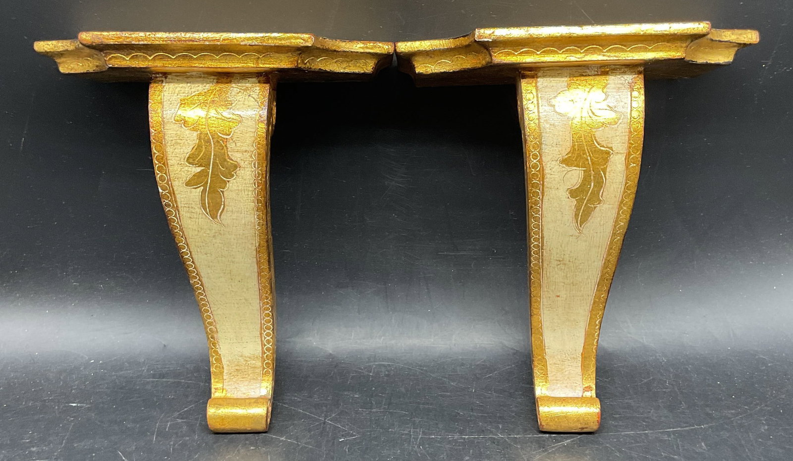 Pair Florentia Gilt Wood Wall Shelves Italy (1 of 6)