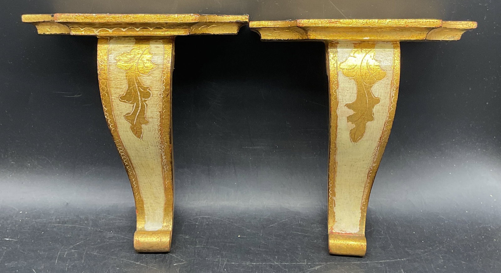 Pair Florentia Gilt Wood Wall Shelves Italy (1 of 7)