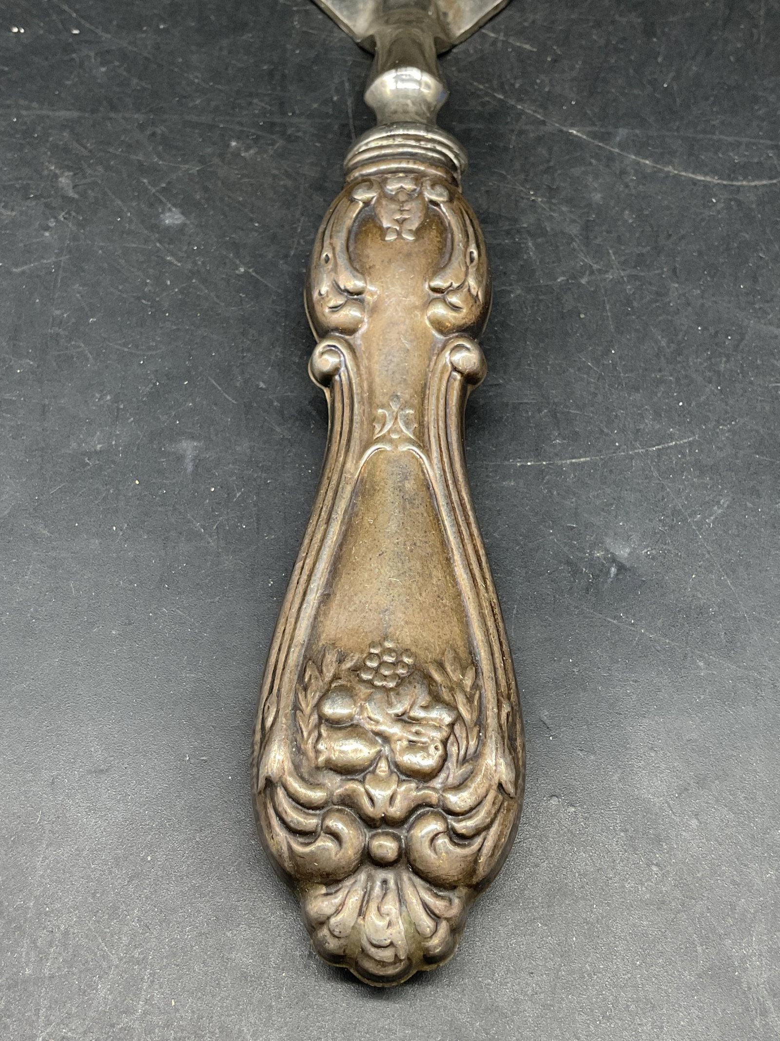 Sterling Silver Handle Chased Scroll Cake Server - 3