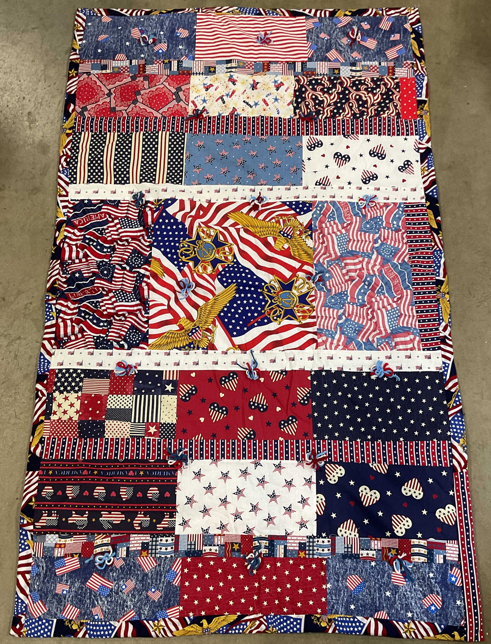 American Flag Patriotic Hand Pieced Cotton Quilt (1 of 7)