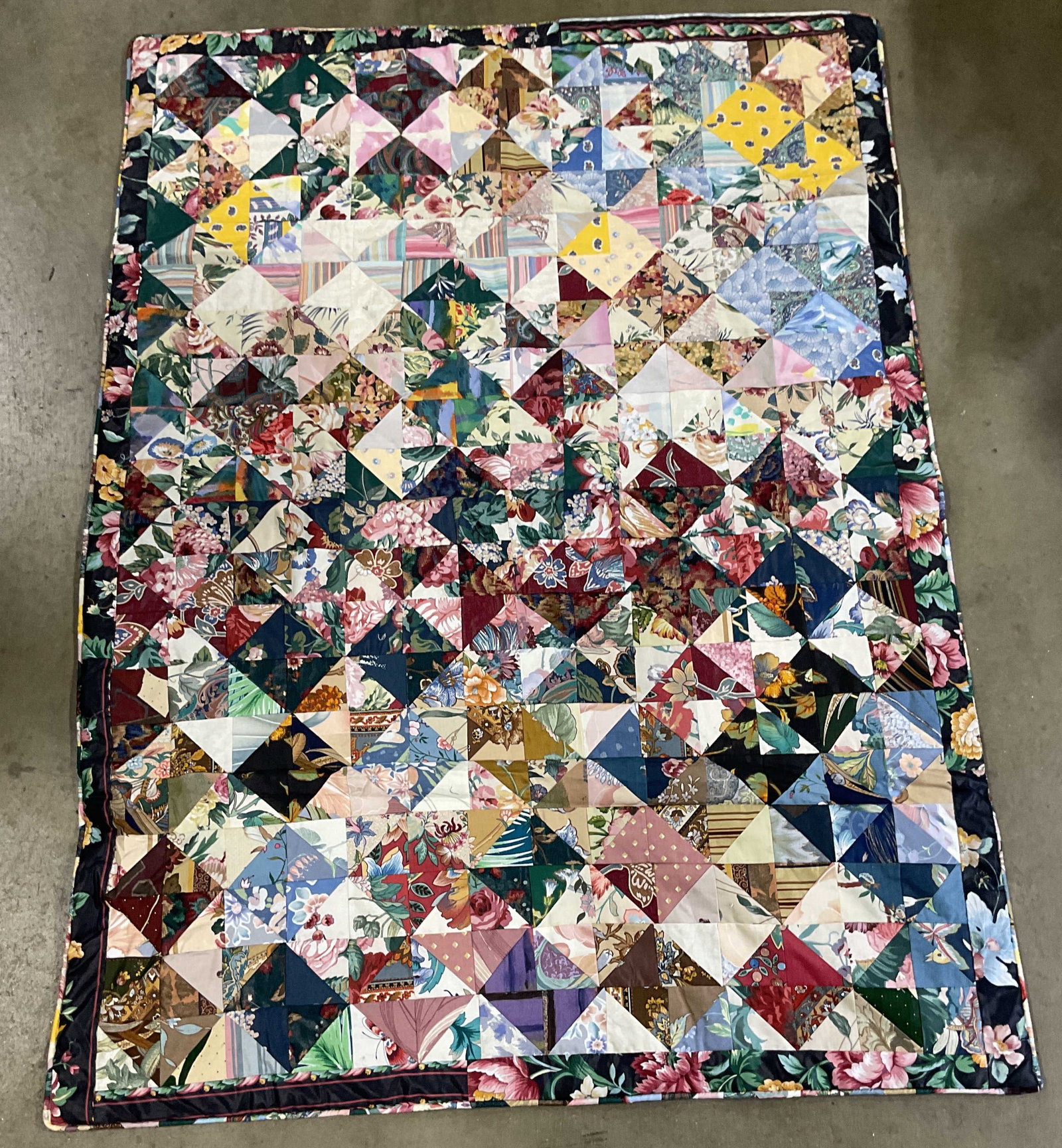 Hand Pieced Patchwork Triangle Cotton Quilt (1 of 6)