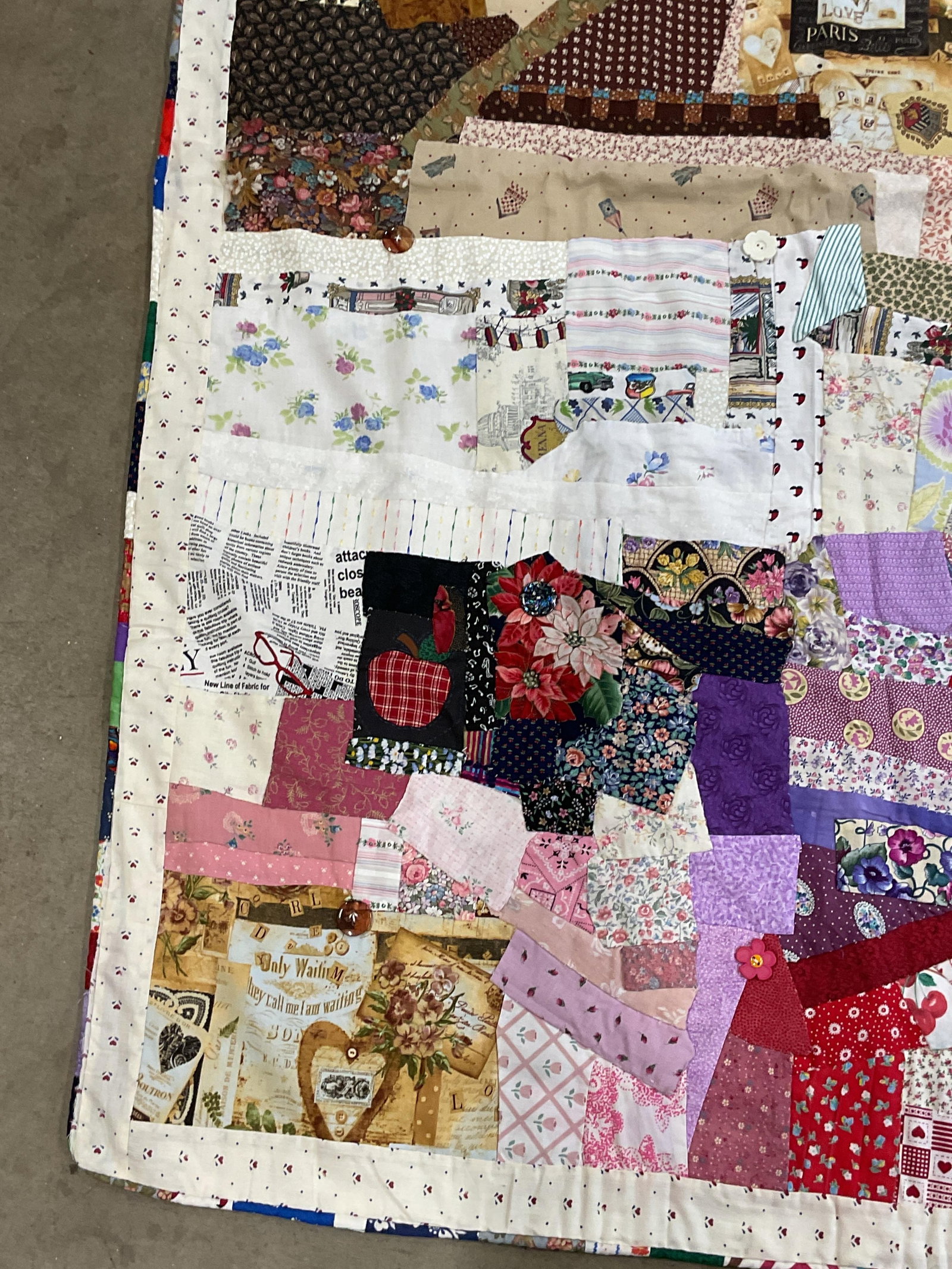 Hand Pieced Patchwork Abstract Cotton Quilt - 3