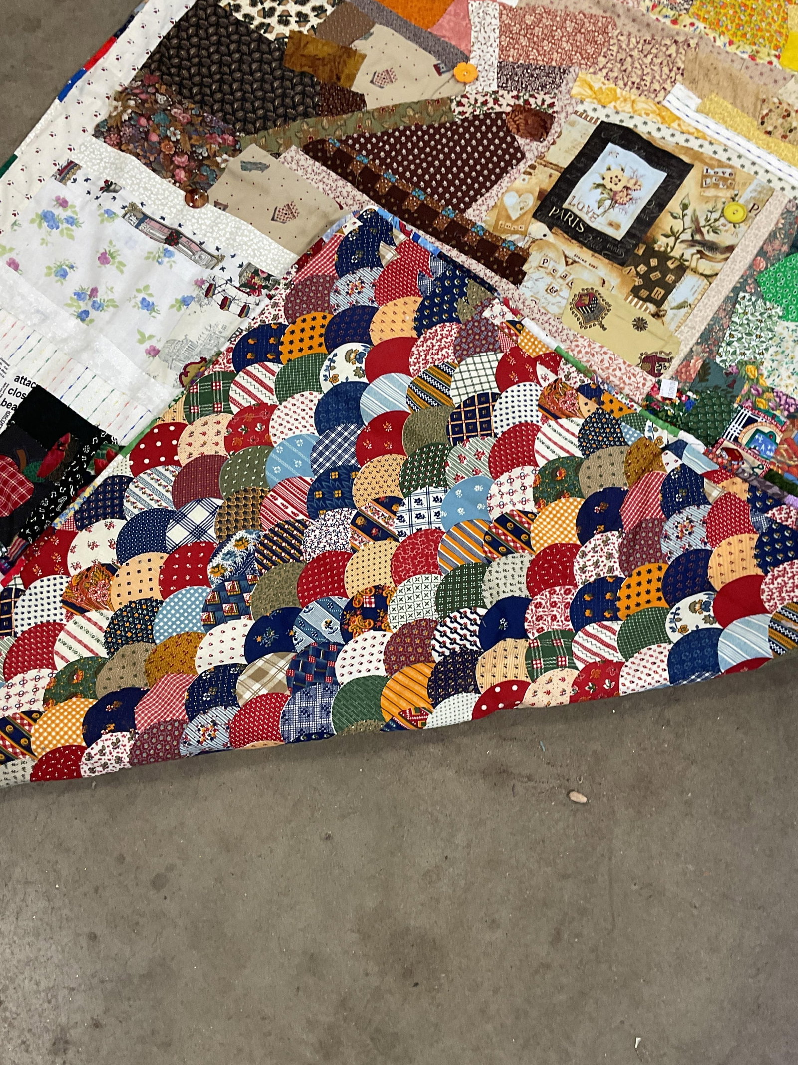 Hand Pieced Patchwork Abstract Cotton Quilt - 6