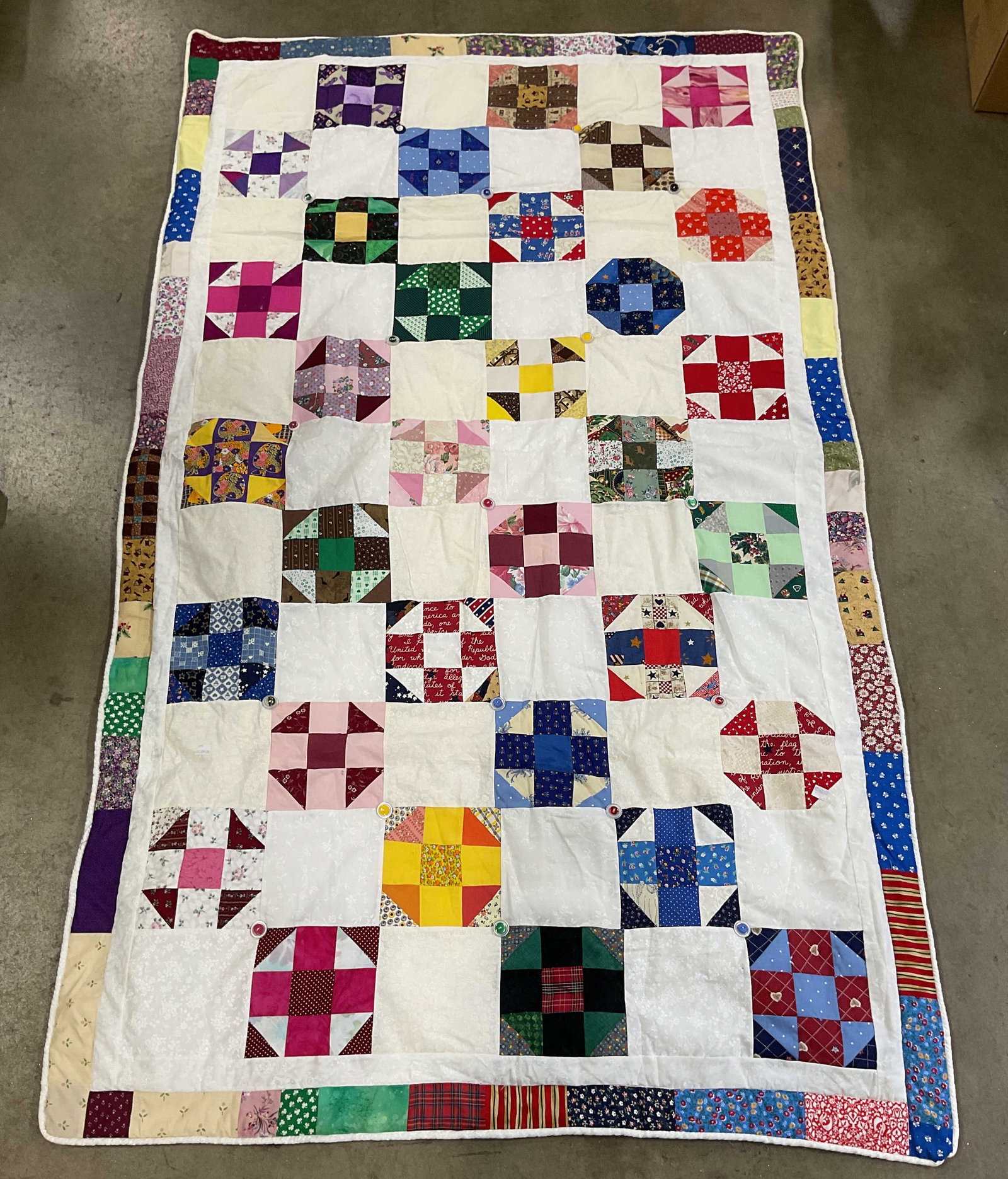 Hand Pieced Square Triangle Cotton Quilt (1 of 6)