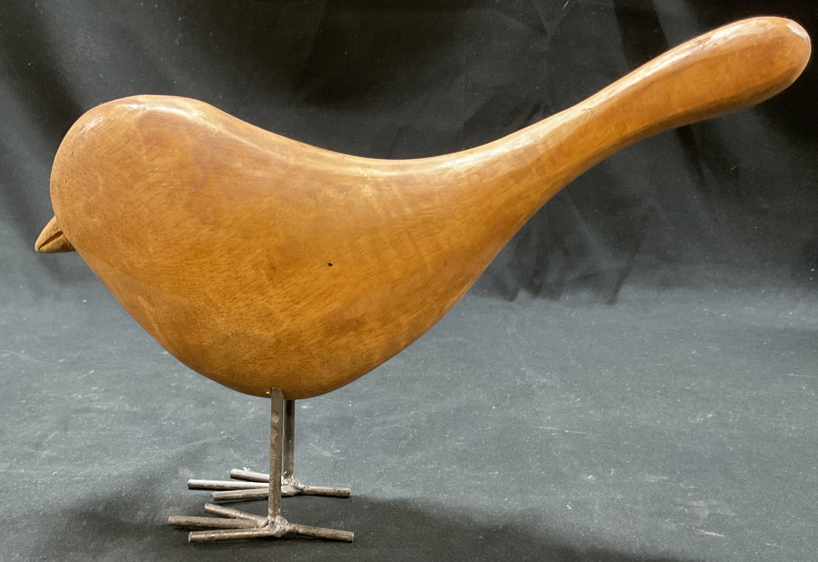Kirkland Boho Wooden Bird Figure: Kirkland Boho wooden bird figure. Stylized bird figure. Metal legs. Measures approx 3 x 11 x 7 inches. Scratching. Bird figure, Kirkland Boho Farmhouse, home decor, table decor, decor, home