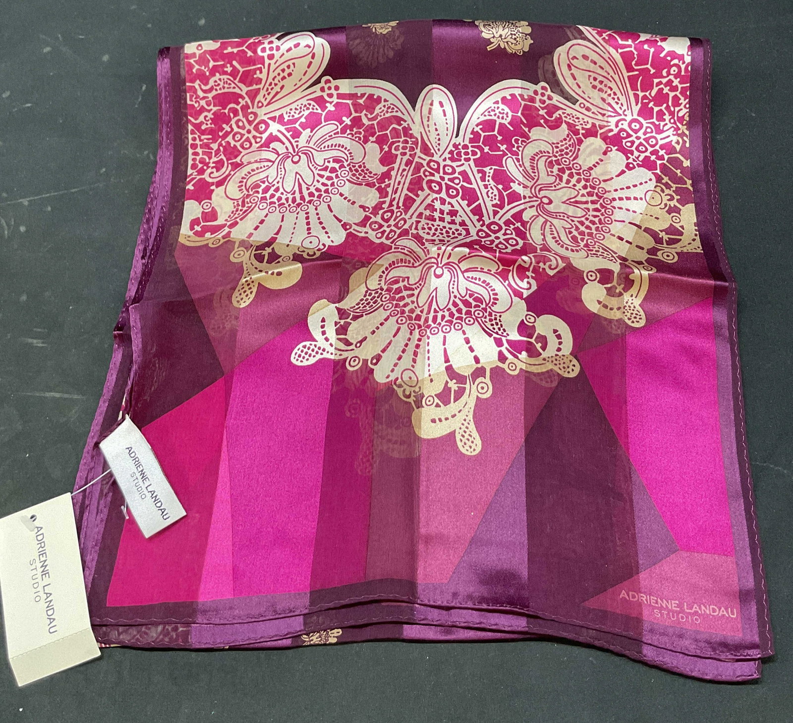 Adrienne Landau Purple Floral Silk Scarf NWT (1 of 7)
