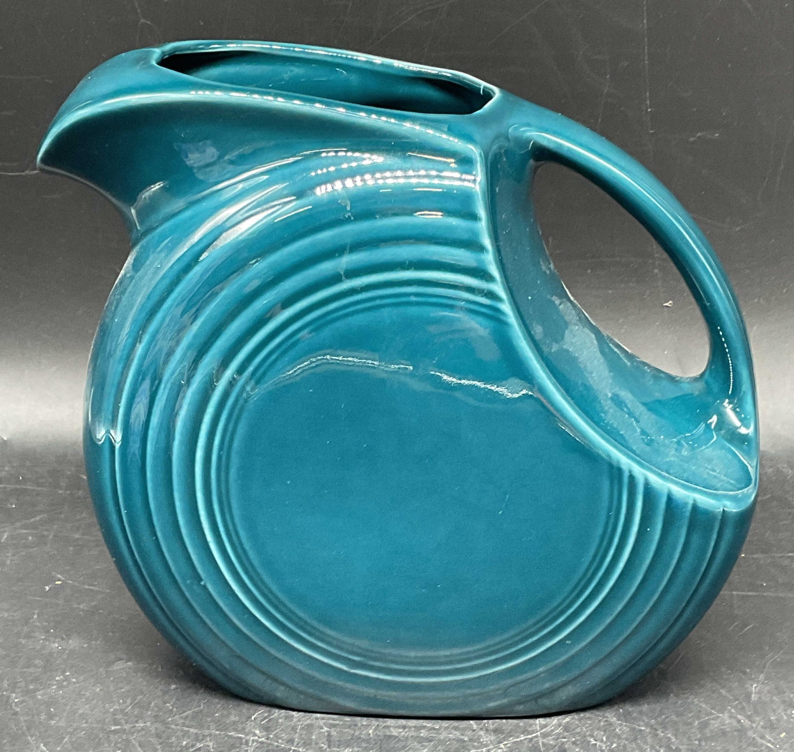Vintage Fiesta Teal Ceramic Disc Pitcher USA (1 of 6)