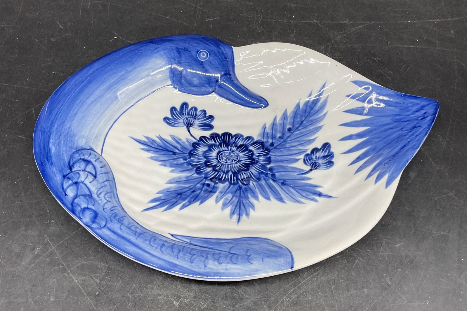 Blue & White Porcelain Duck Plate (1 of 6)