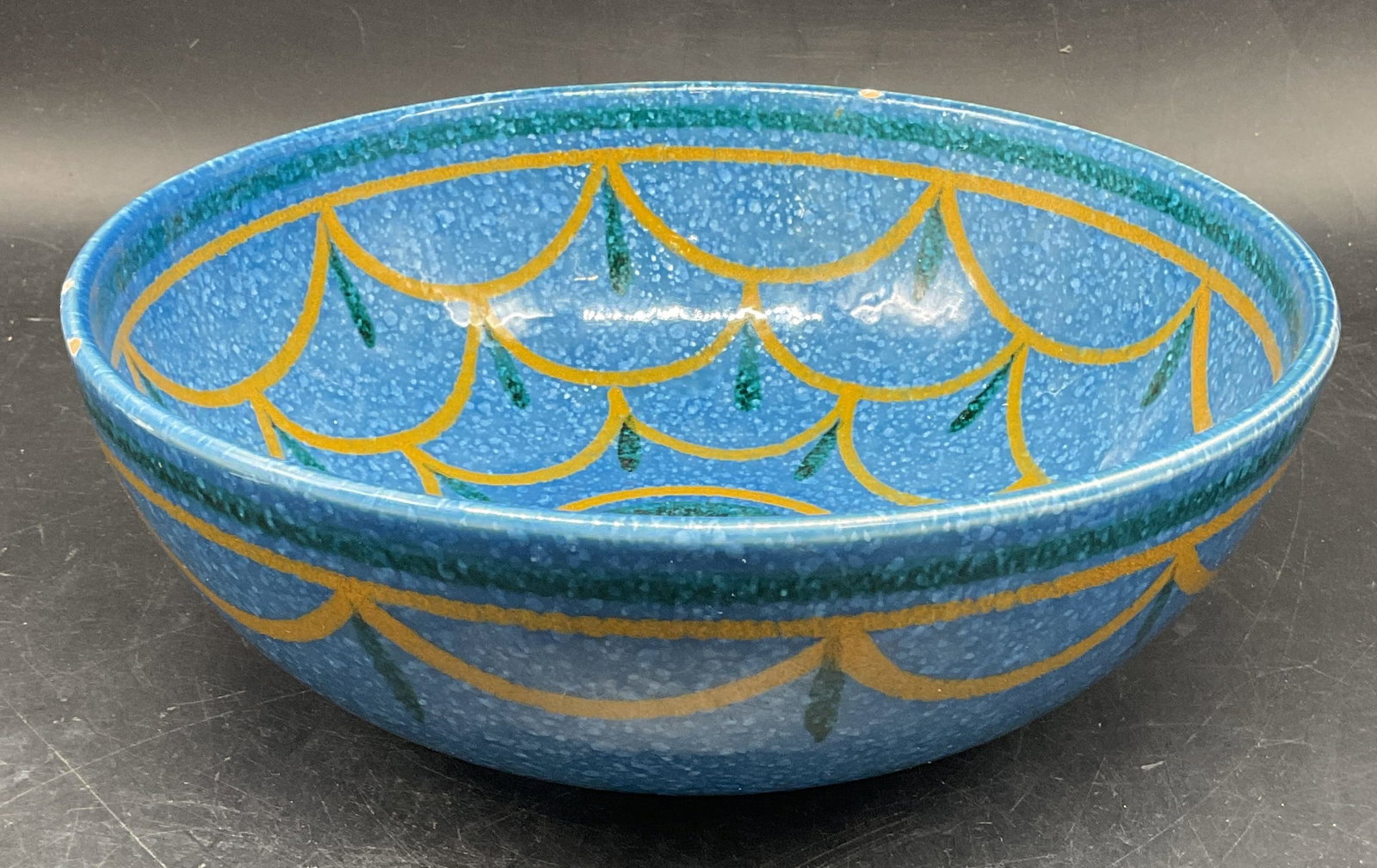 Vintage Hand Painted Blue Pottery Bowl, Italy (1 of 6)
