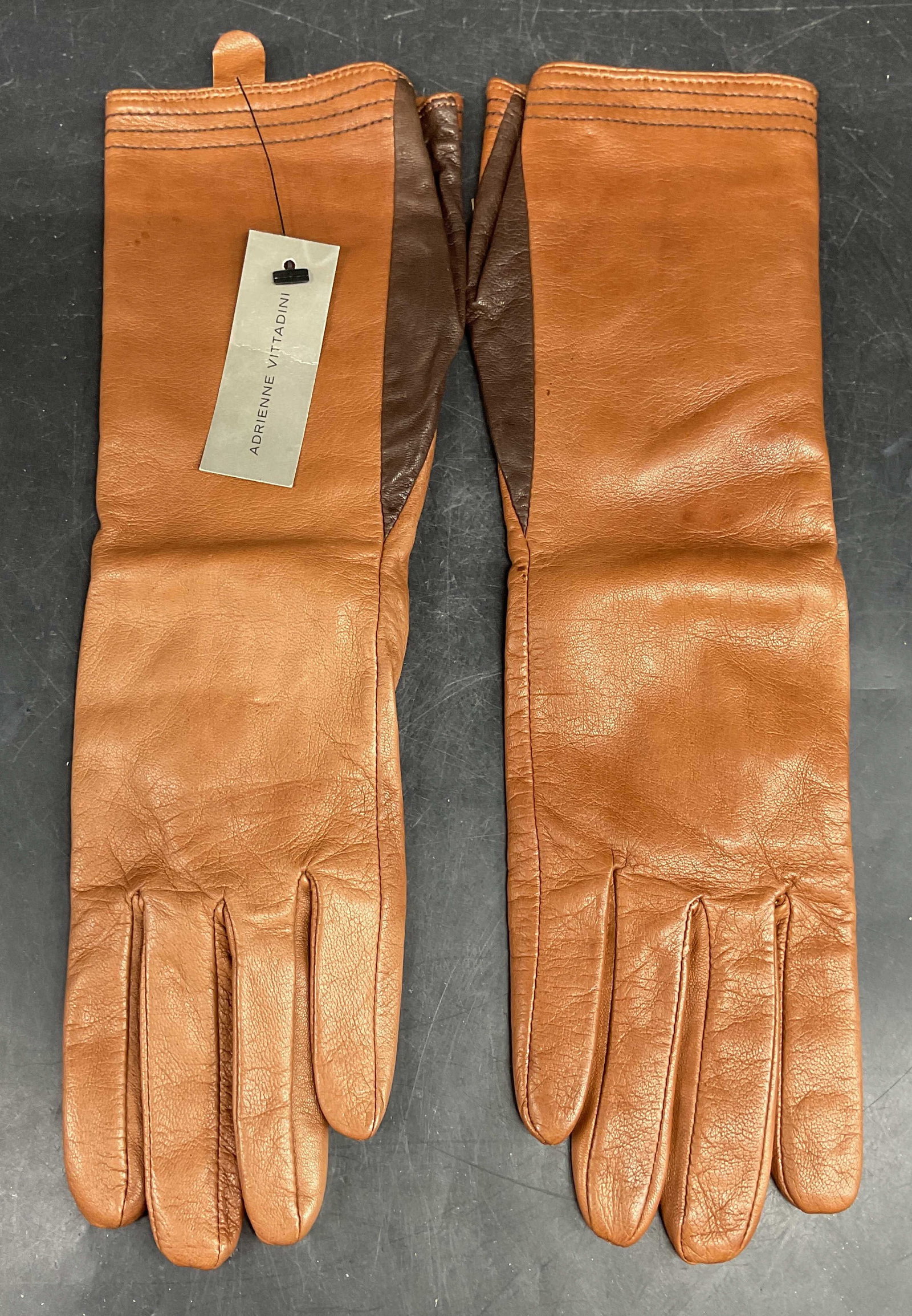 Adrienne Vitadini Brown Leather Gloves NWT (1 of 6)