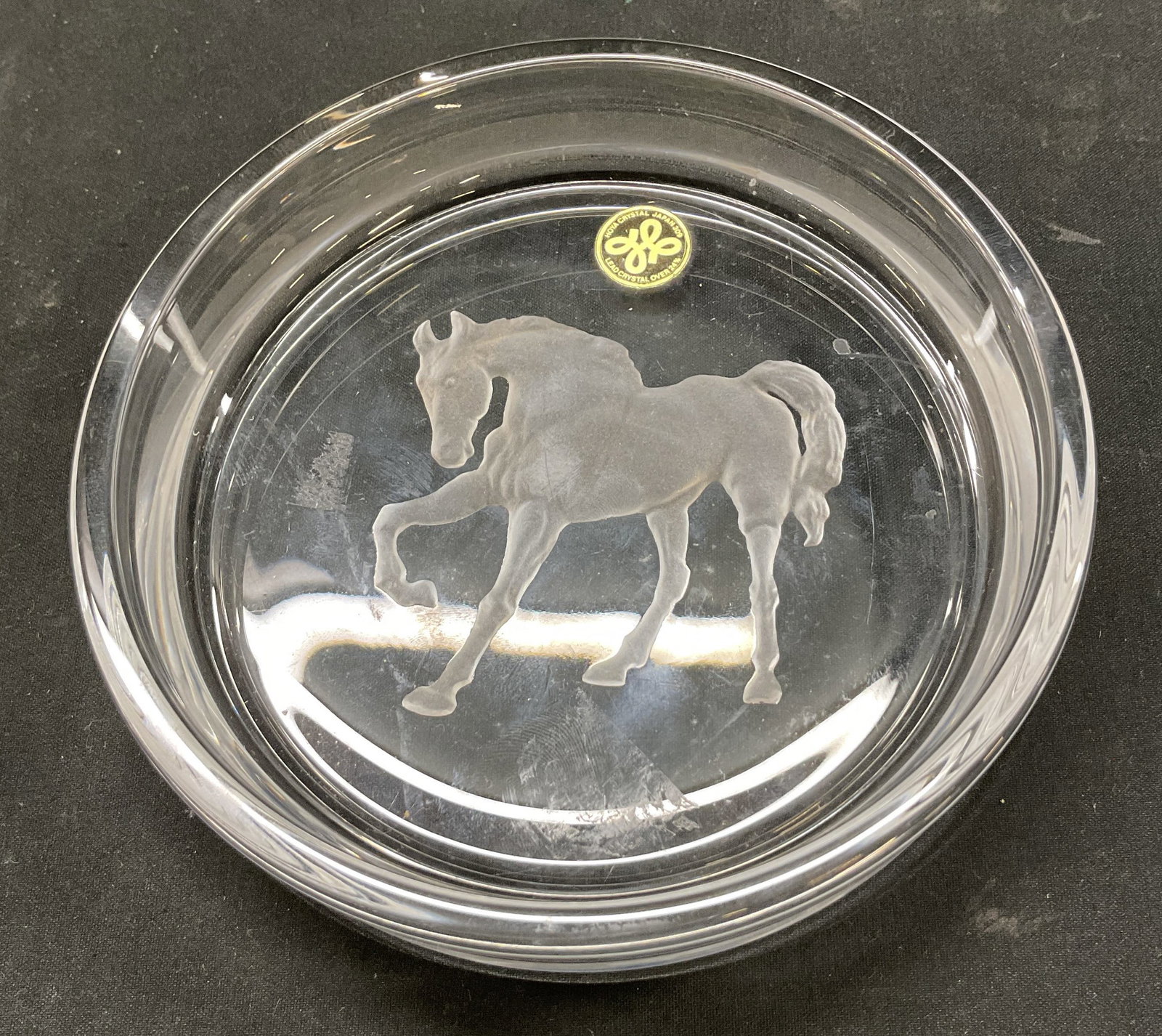 Hoya Crystal Horse Wine Bottle Coaster Japan (1 of 7)