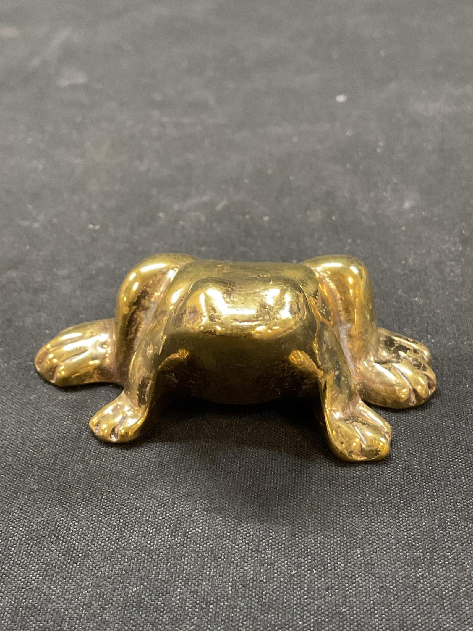 Vintage Solid Brass Frog Figure - 2