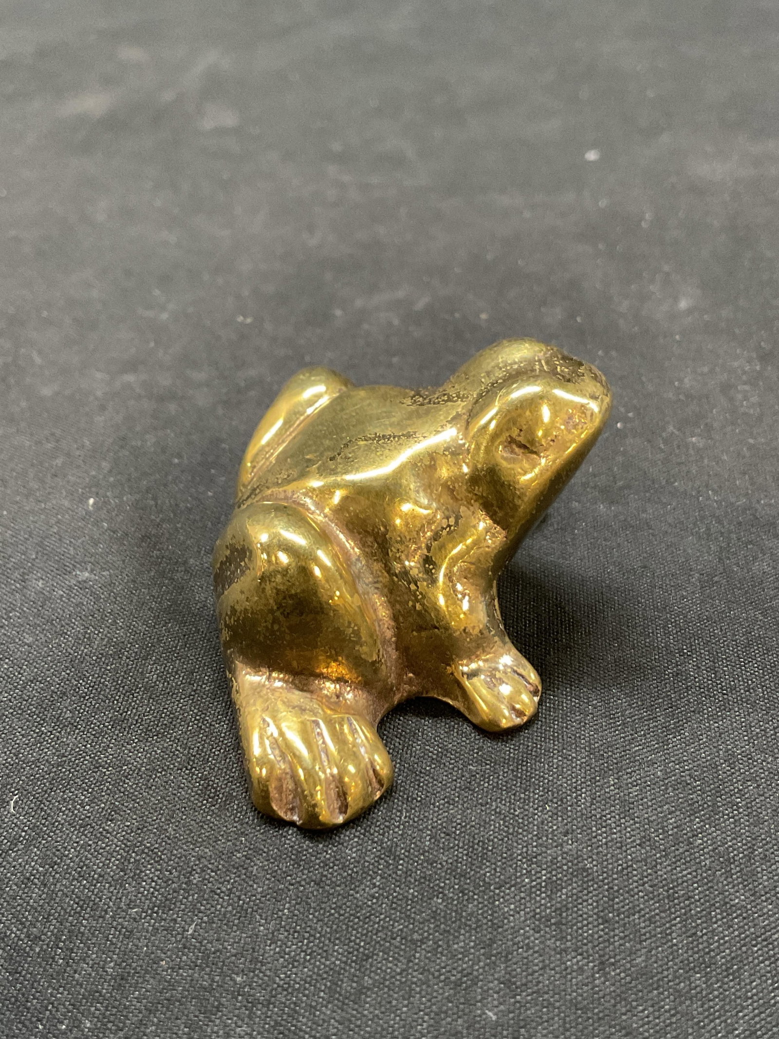 Vintage Solid Brass Frog Figure - 3