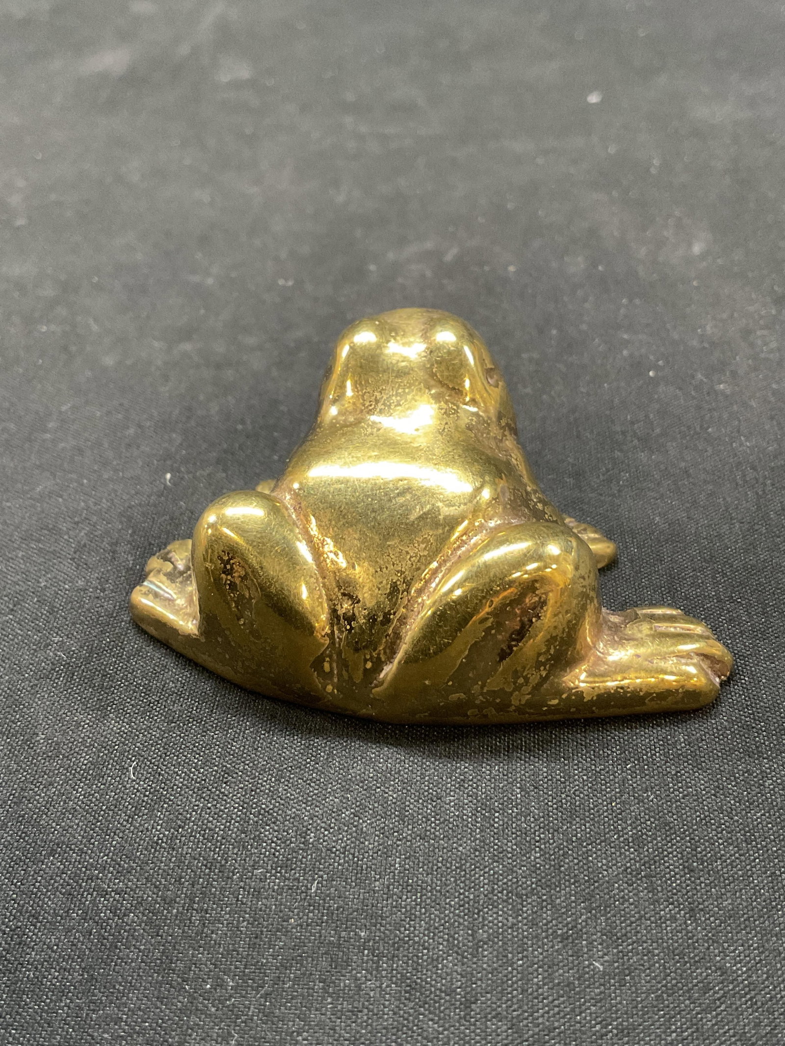 Vintage Solid Brass Frog Figure - 4