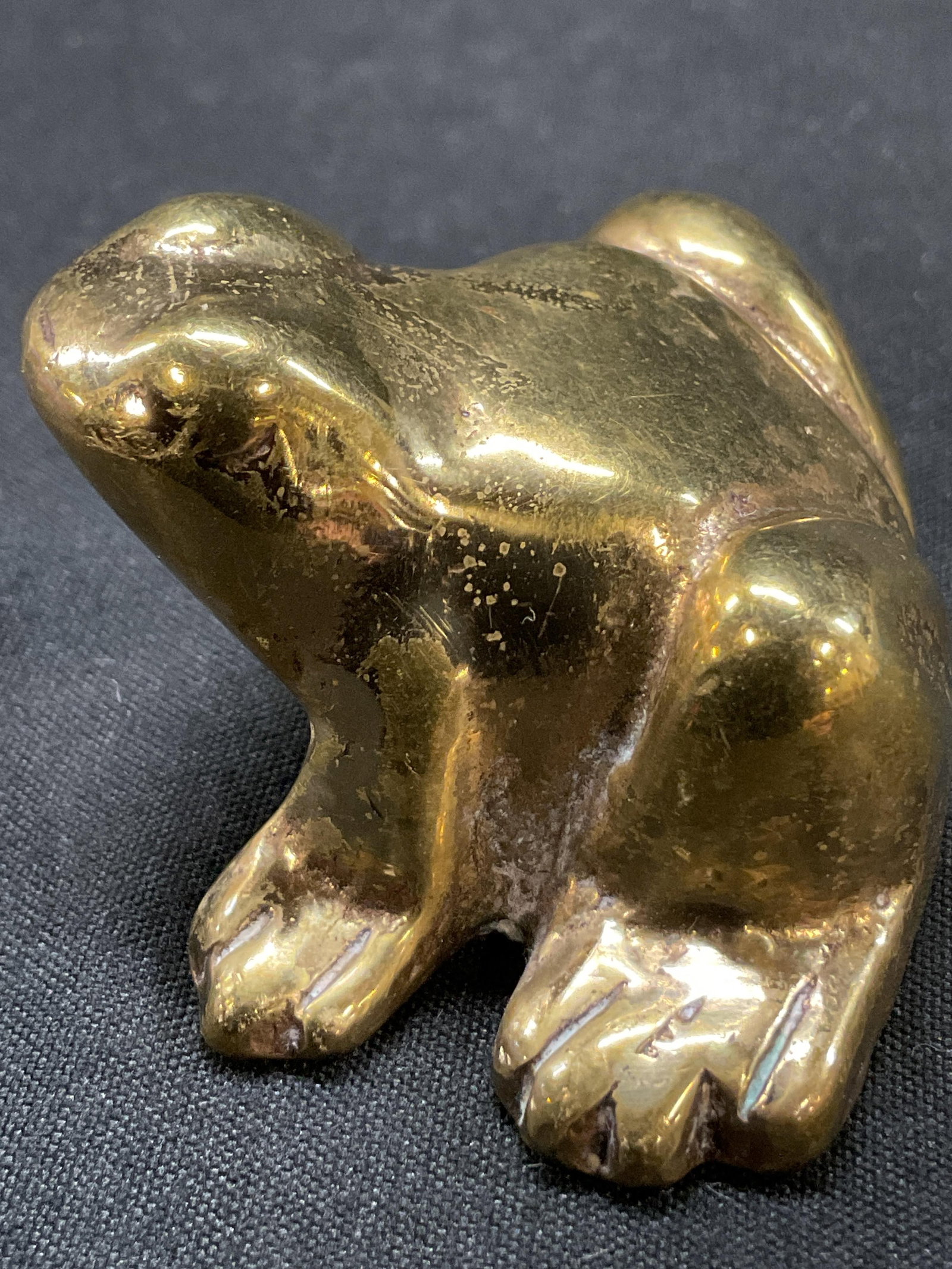 Vintage Solid Brass Frog Figure - 7