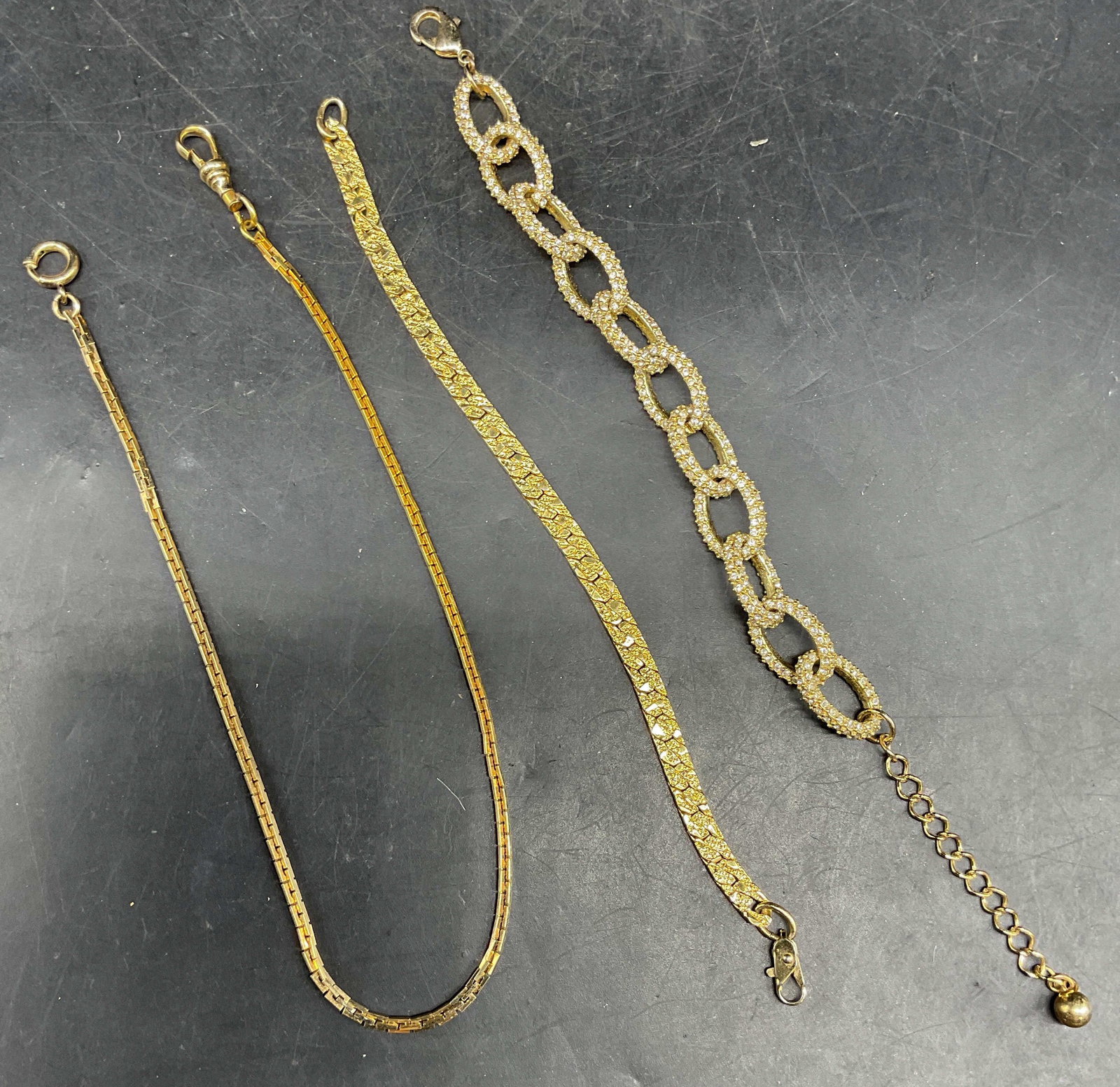 3 Gold Tone Chain Bracelets & Fob Chain (1 of 6)