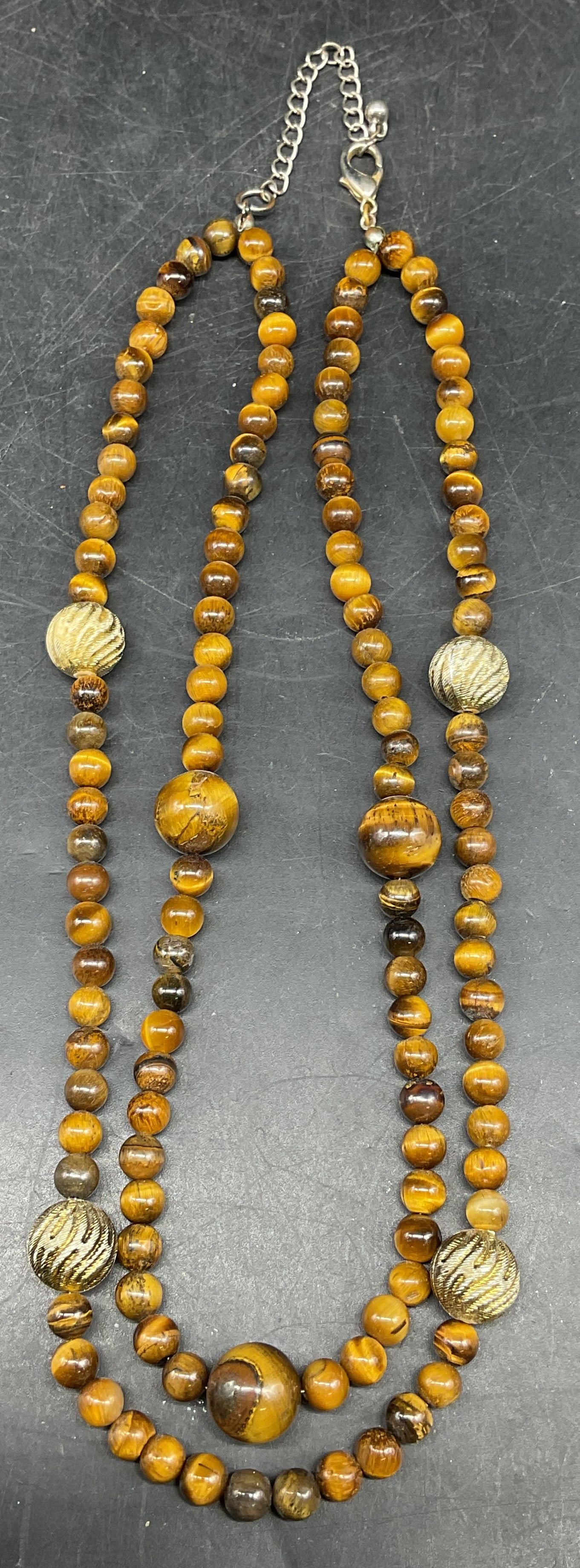 Semiprecious Tigers Eye Double Strand Necklace (1 of 6)