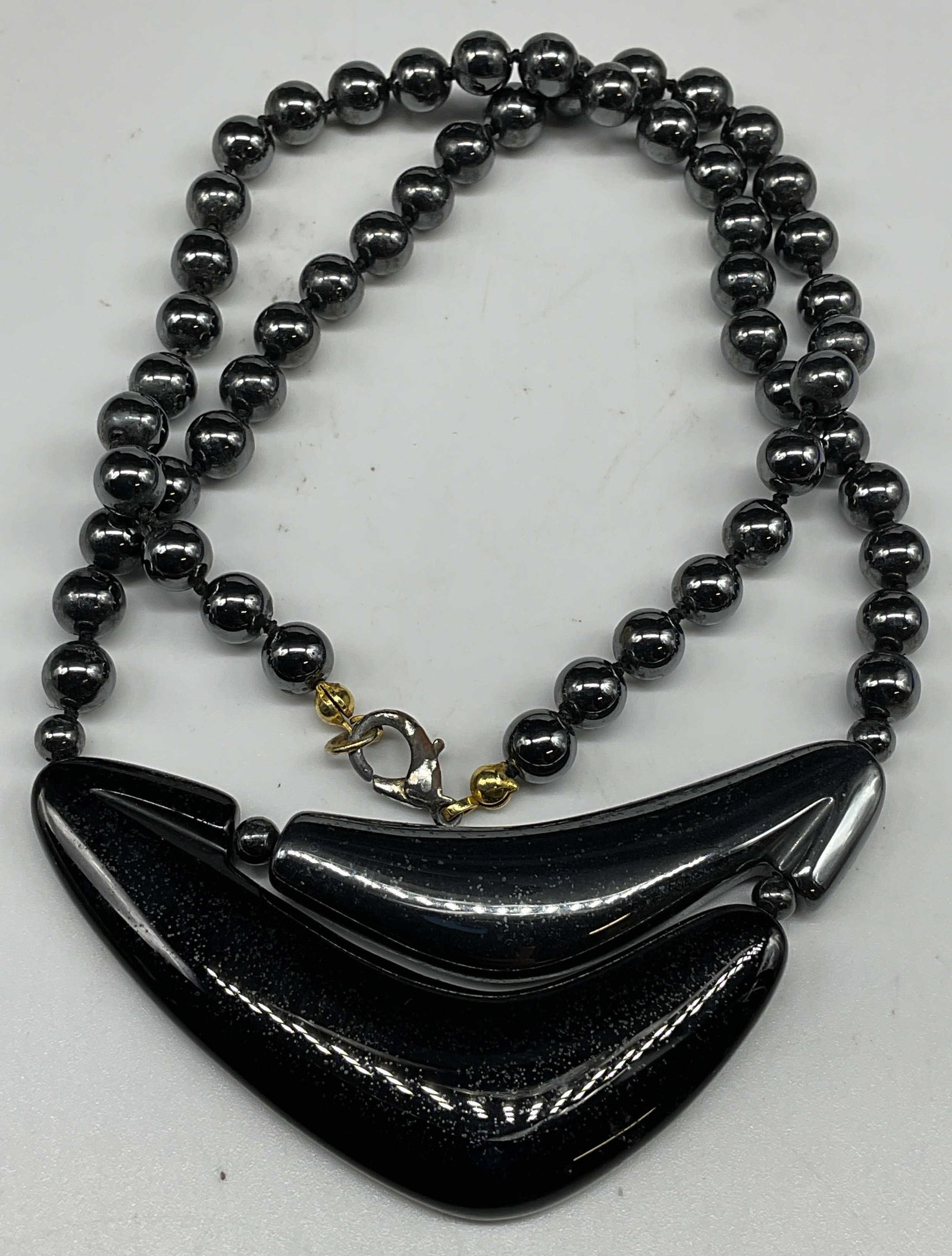 Hematite Beaded Pendant Necklace (1 of 6)