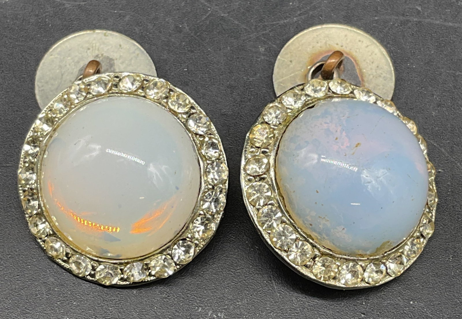 Vintage Faux Moonstone & Crystal Cufflinks (1 of 6)